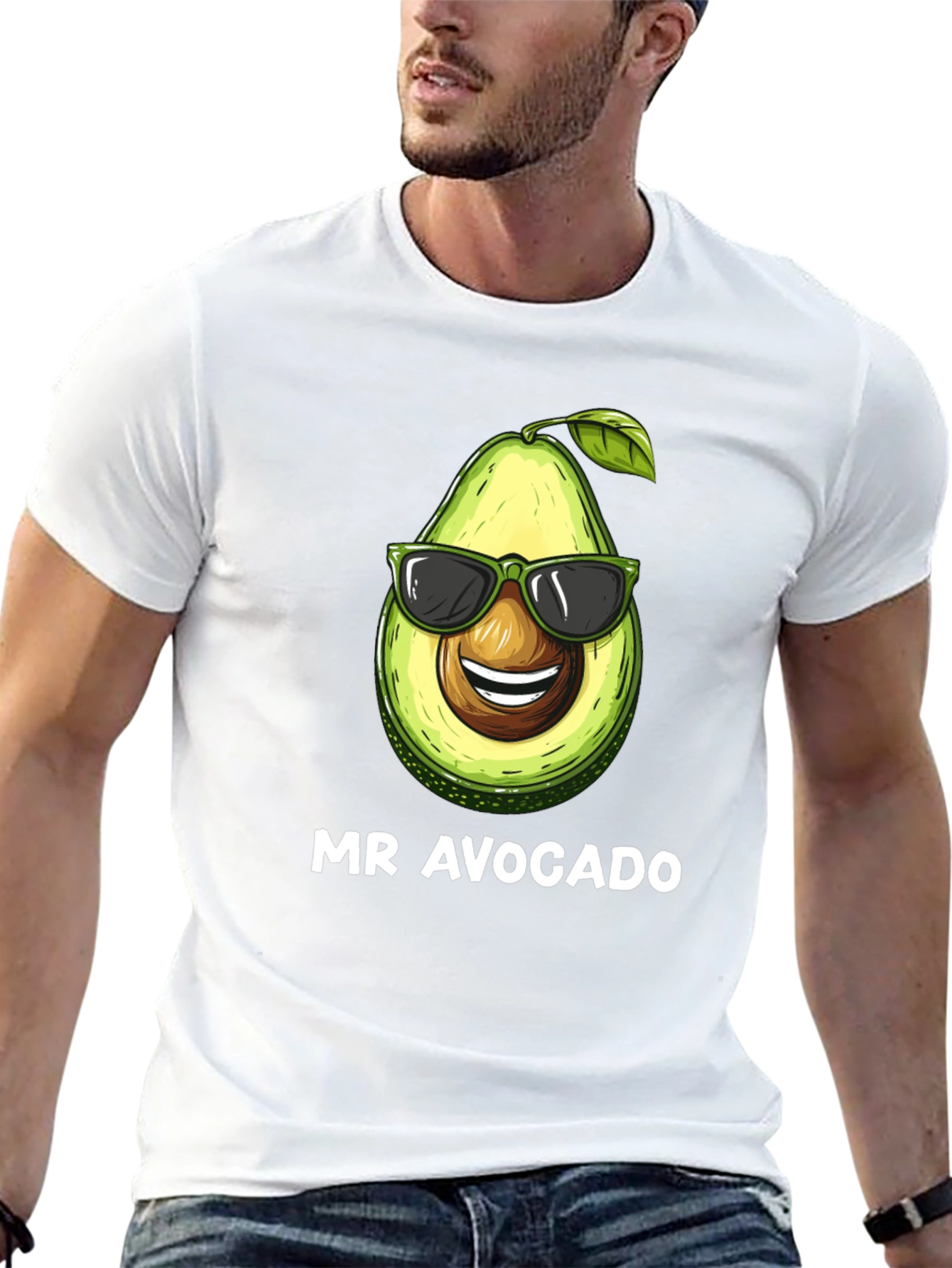 Mr. Avocado Graphic Tee - Black Cotton T-Shirt