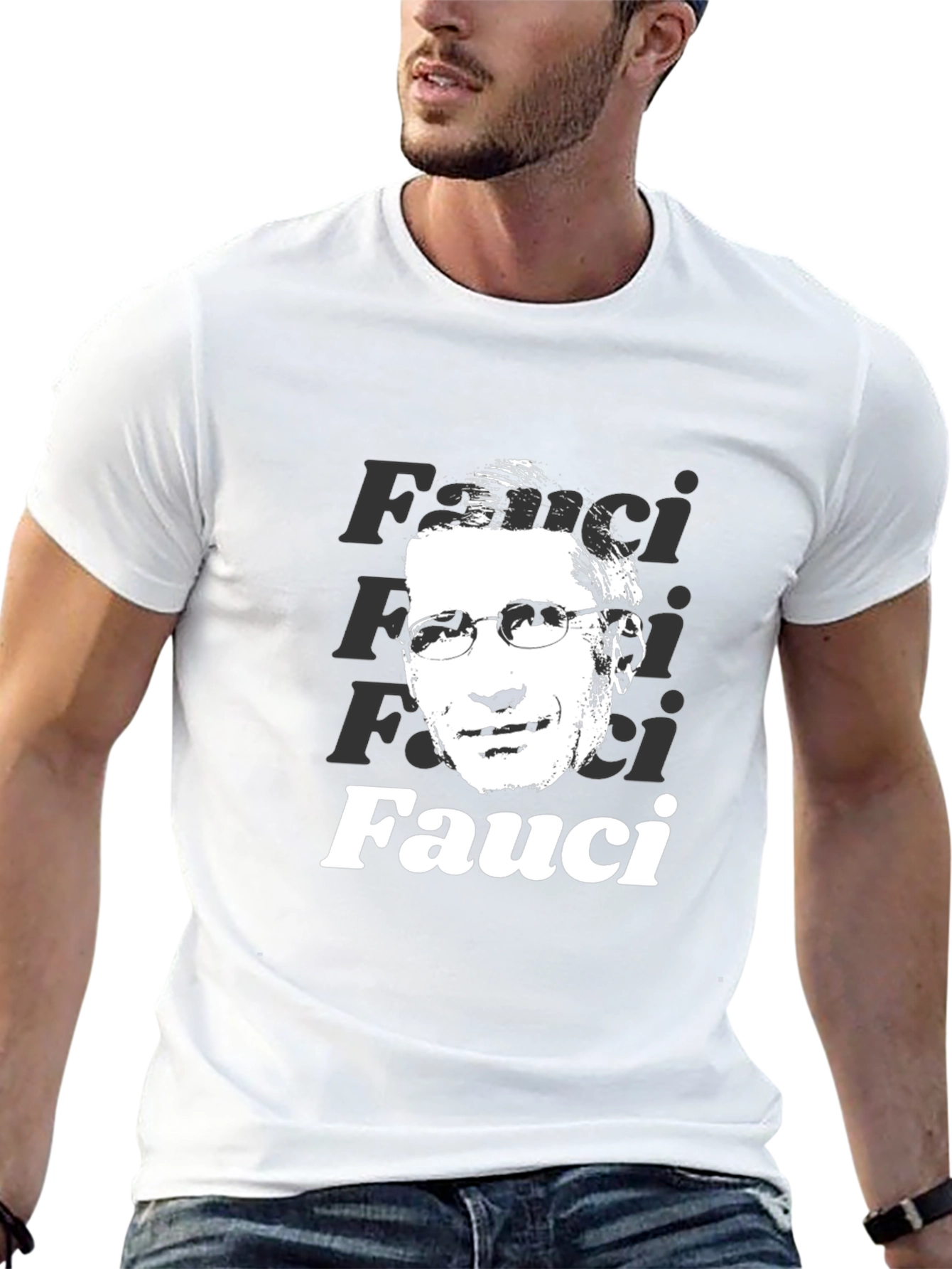 Fauci Portrait Graphic T-Shirt - Black