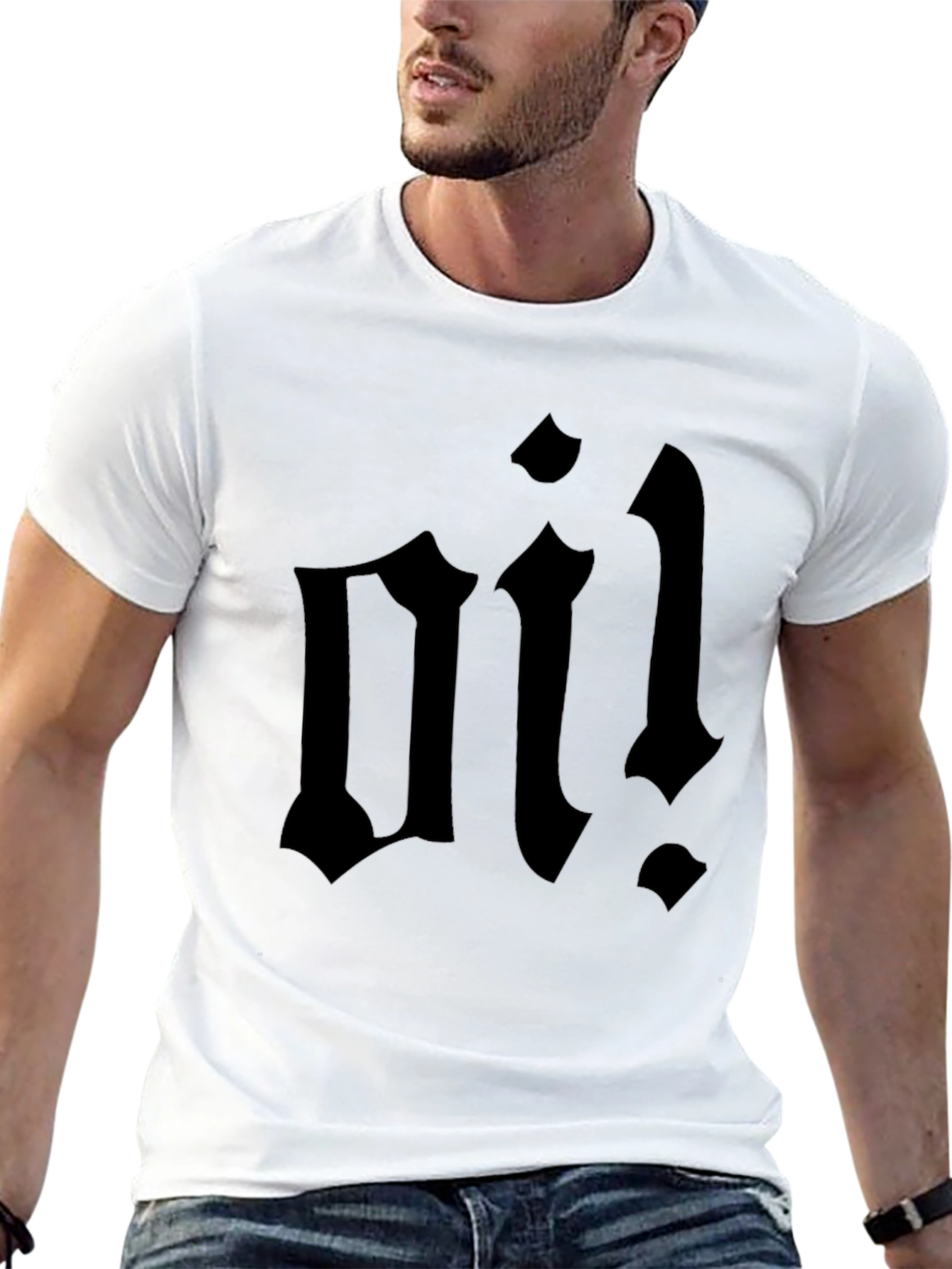 Black T-Shirt with Bold Oi! Graphic