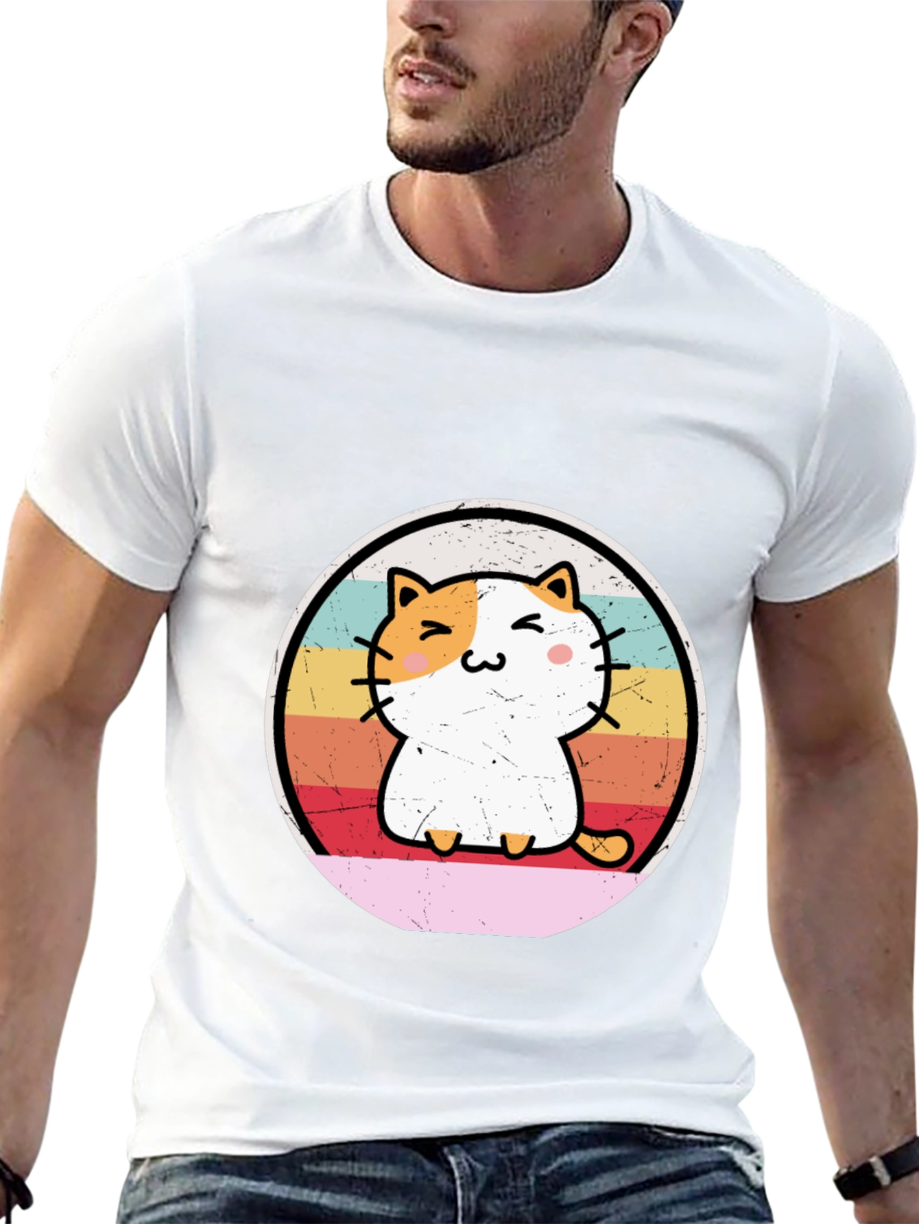 Cute Cat Graphic Tee - Retro Style!