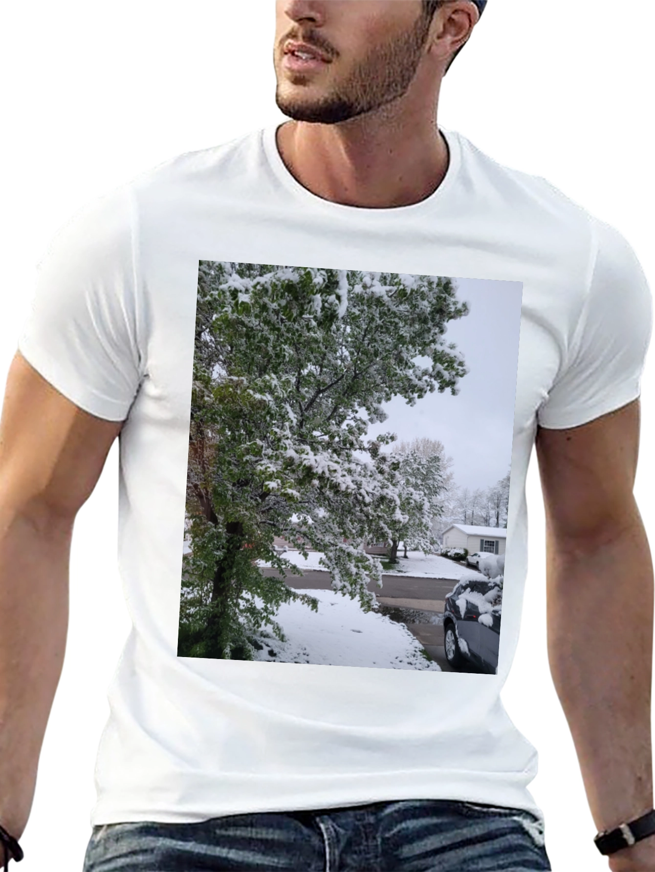 Winter Scene Black T-Shirt