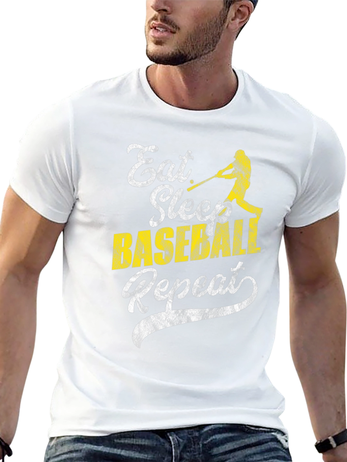 Eat Sleep Baseball Repeat Black Graphic T-Shirt
