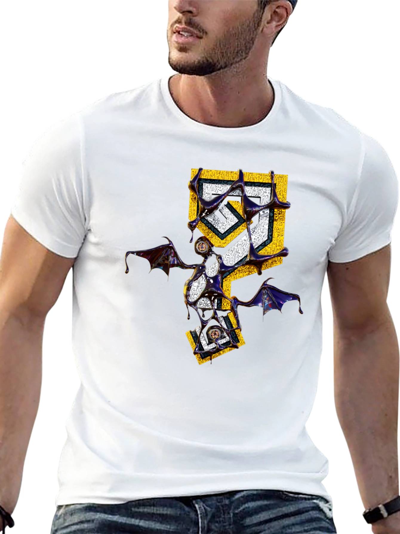 Edgy Graphic Tee - Unique Winged Design