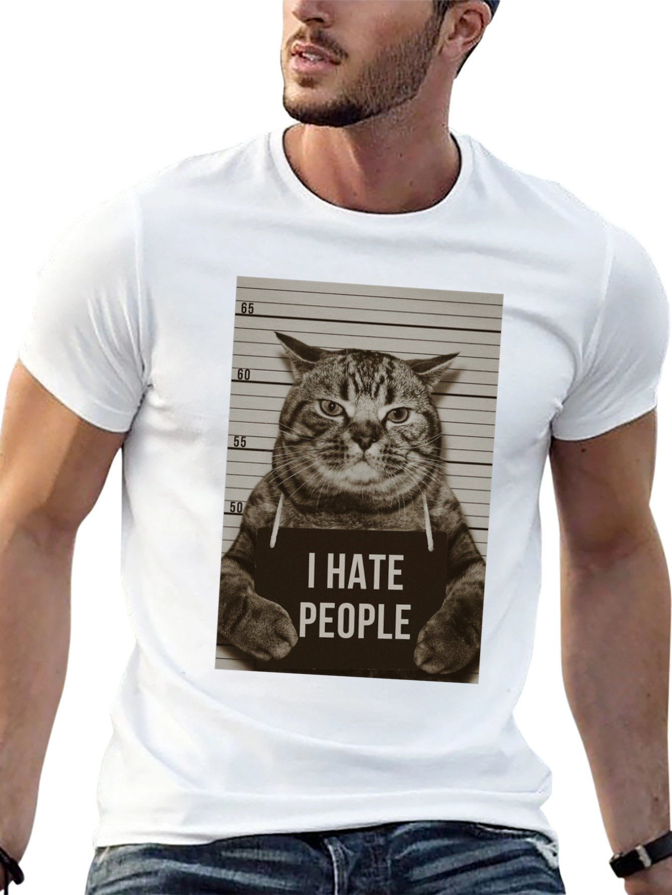 I Hate People Cat Mugshot T-Shirt