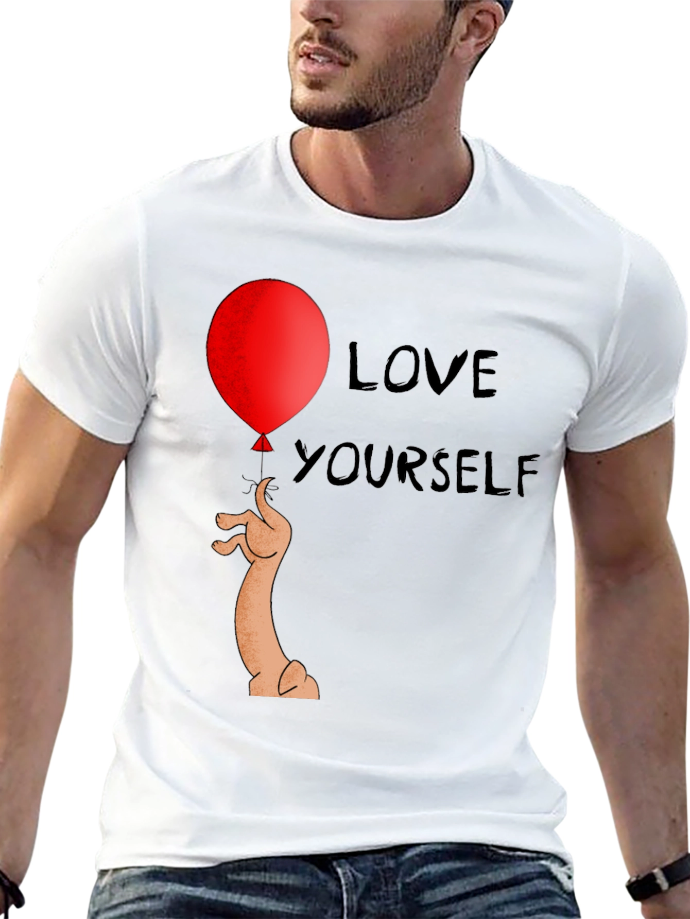 Love Yourself Black T-Shirt Balloon Dog Graphic Tee