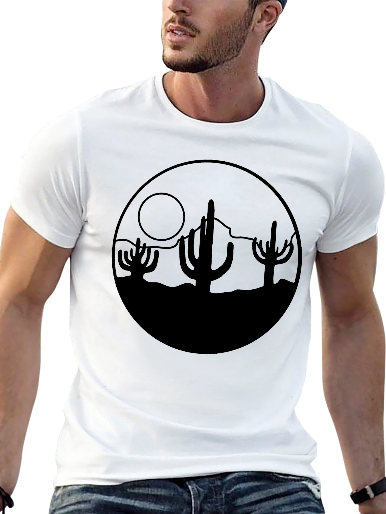 Desert Cactus Graphic Black T-Shirt
