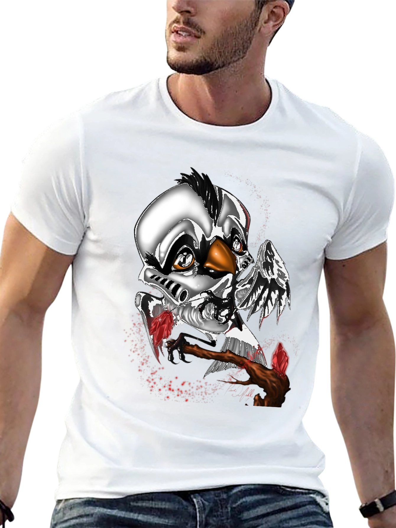 Metallic Cyborg Chicken T-Shirt