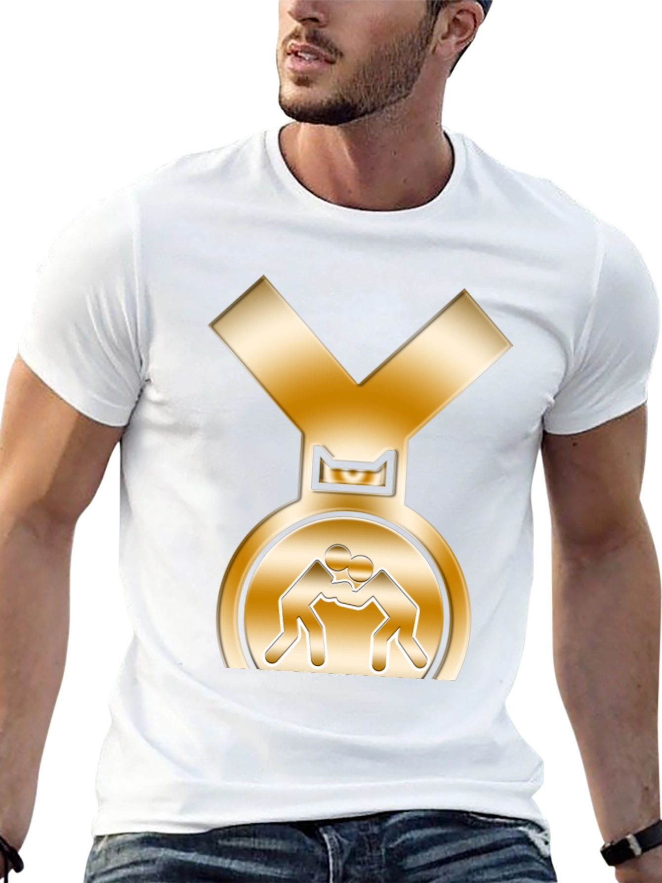 Wrestling Gold Medal Graphic Tee - Black