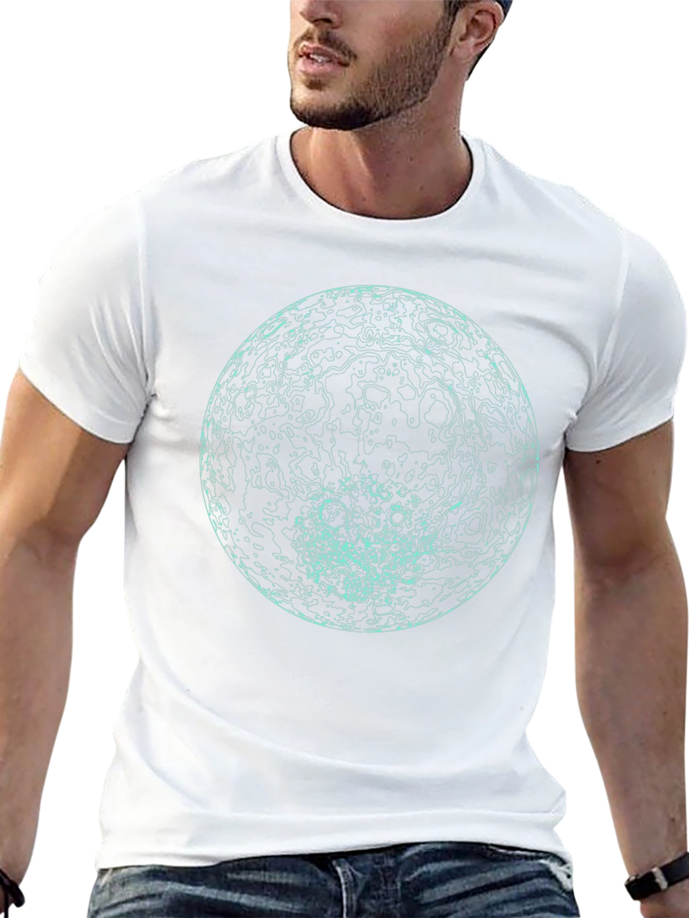 Abstract Globe Graphic Print Black T-Shirt