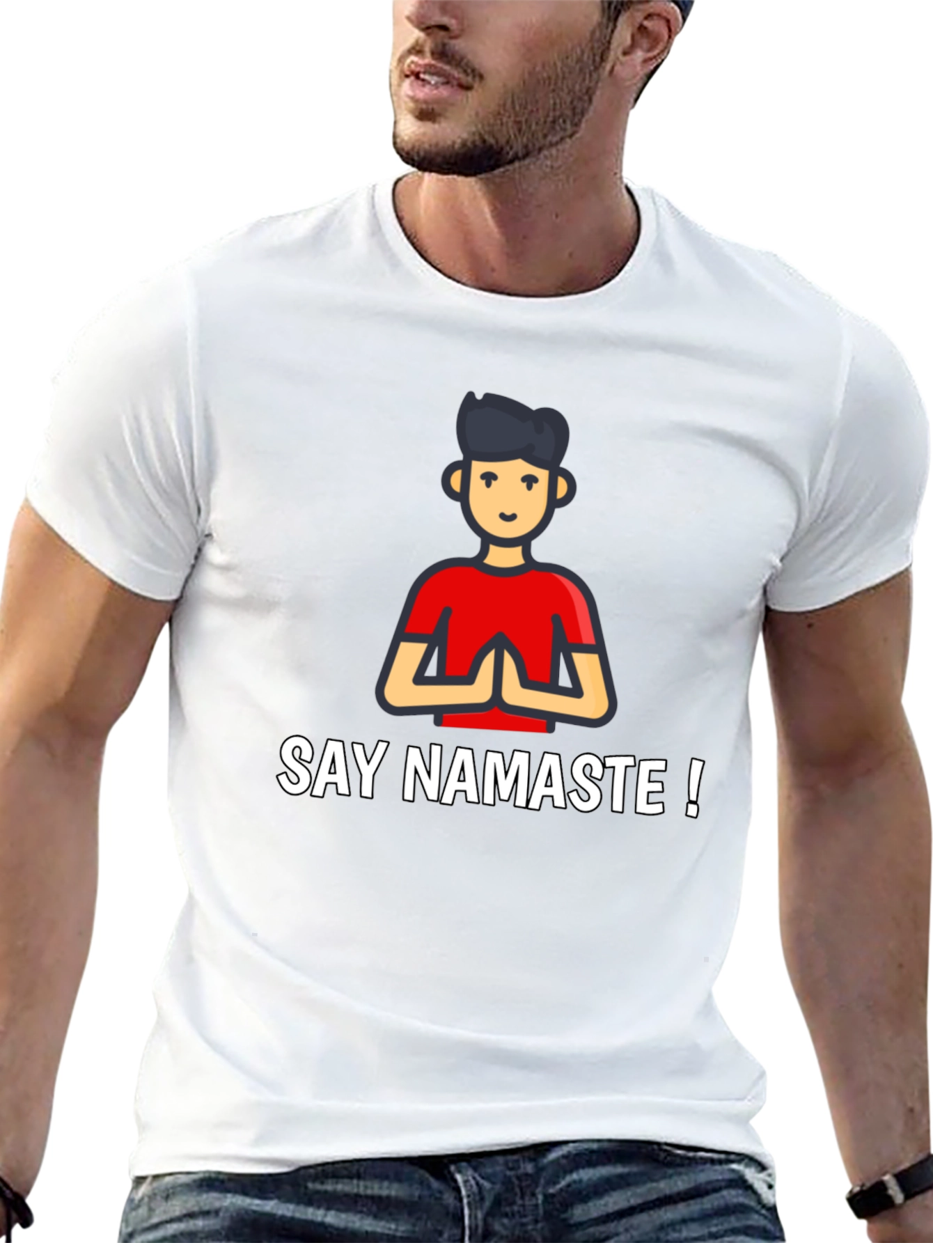 Say Namaste Graphic Black T-Shirt - Yoga & Meditation