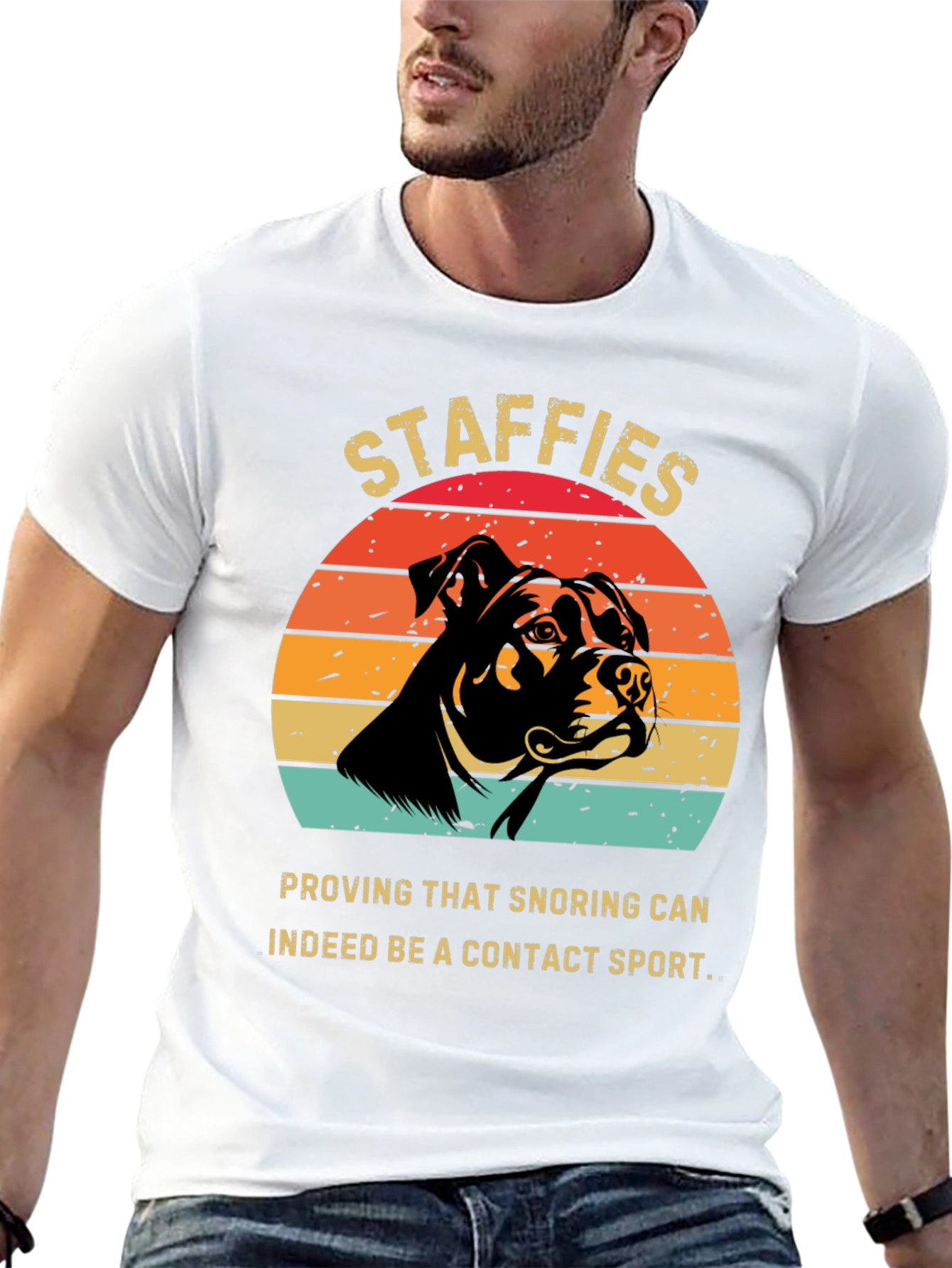 Staffies Snoring Contact Sport T-Shirt