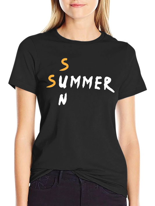 Summer Season Graphic T-Shirt - Casual Black Tee