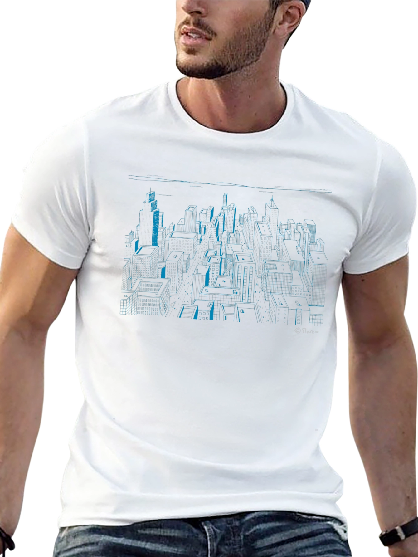 Cityscape Graphic Print Black T-Shirt