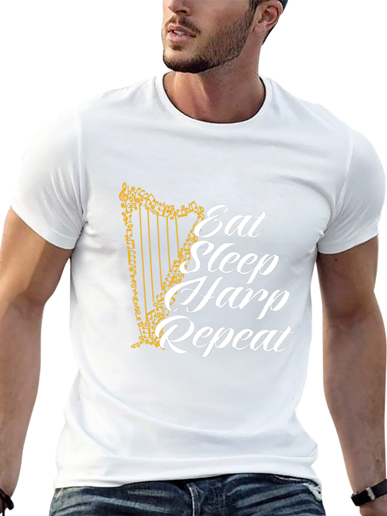 Eat Sleep Harp Repeat Graphic Tee