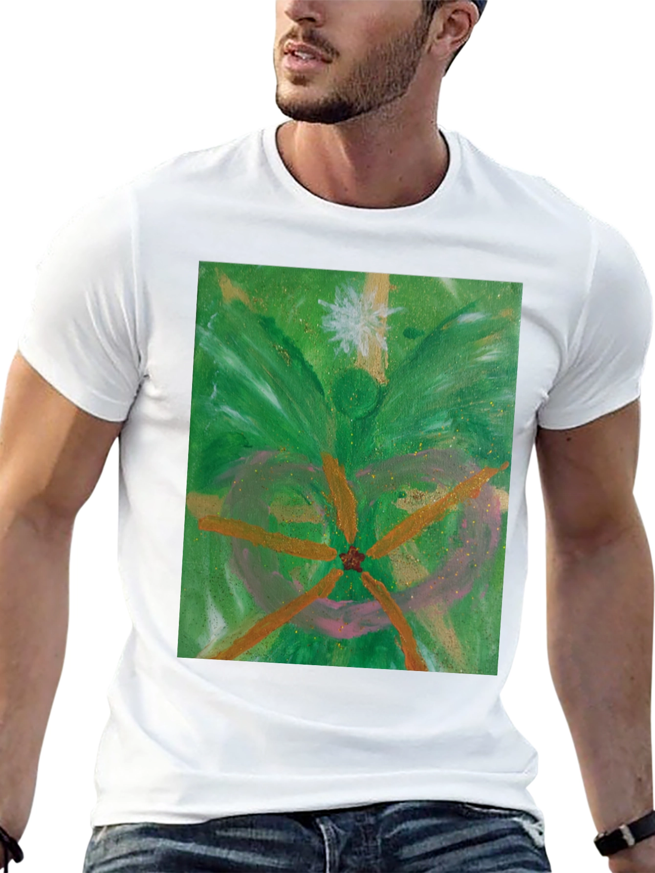 Green Abstract Art Tee - Unique Graphic T-Shirt