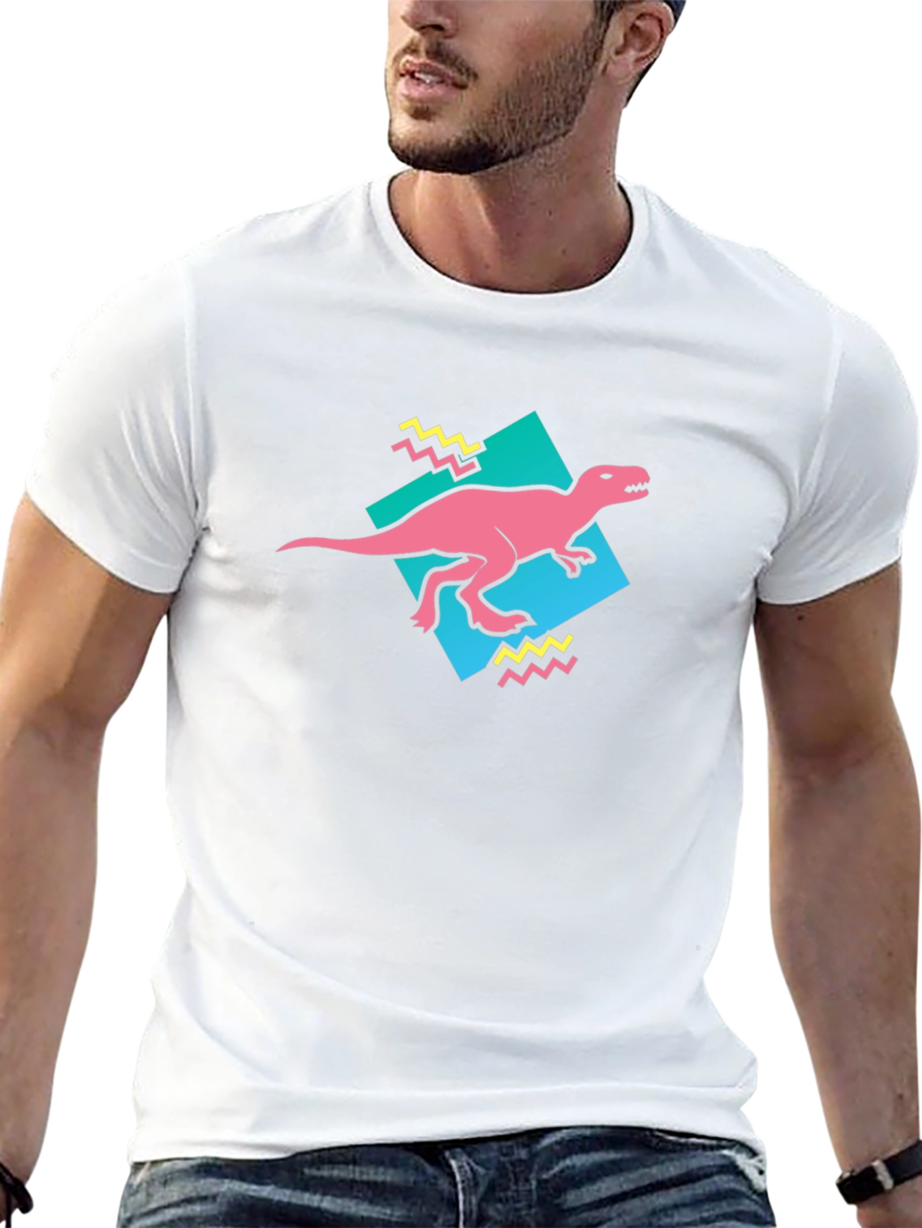 Retro Dinosaur Graphic Tee - Black