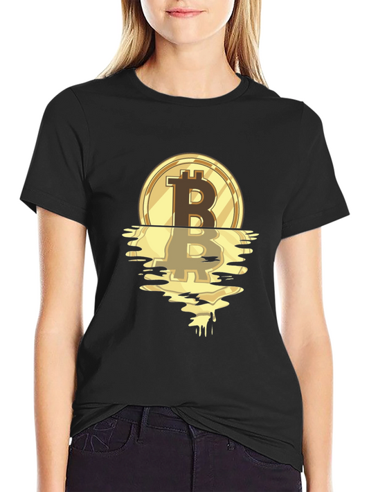 Bitcoin Melting Gold Coin Graphic T-Shirt