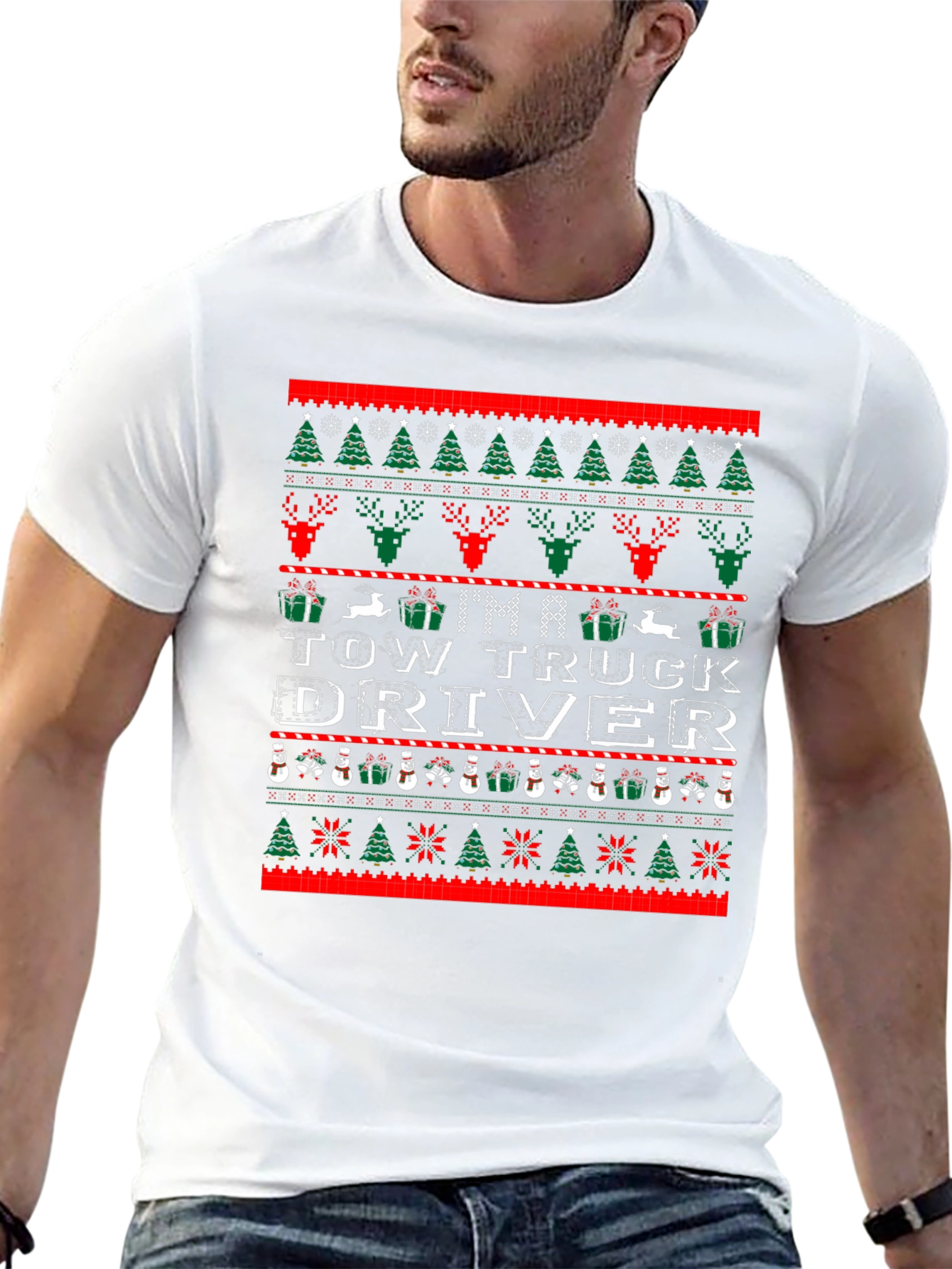 Tow Truck Driver Ugly Christmas Sweater T-Shirt
