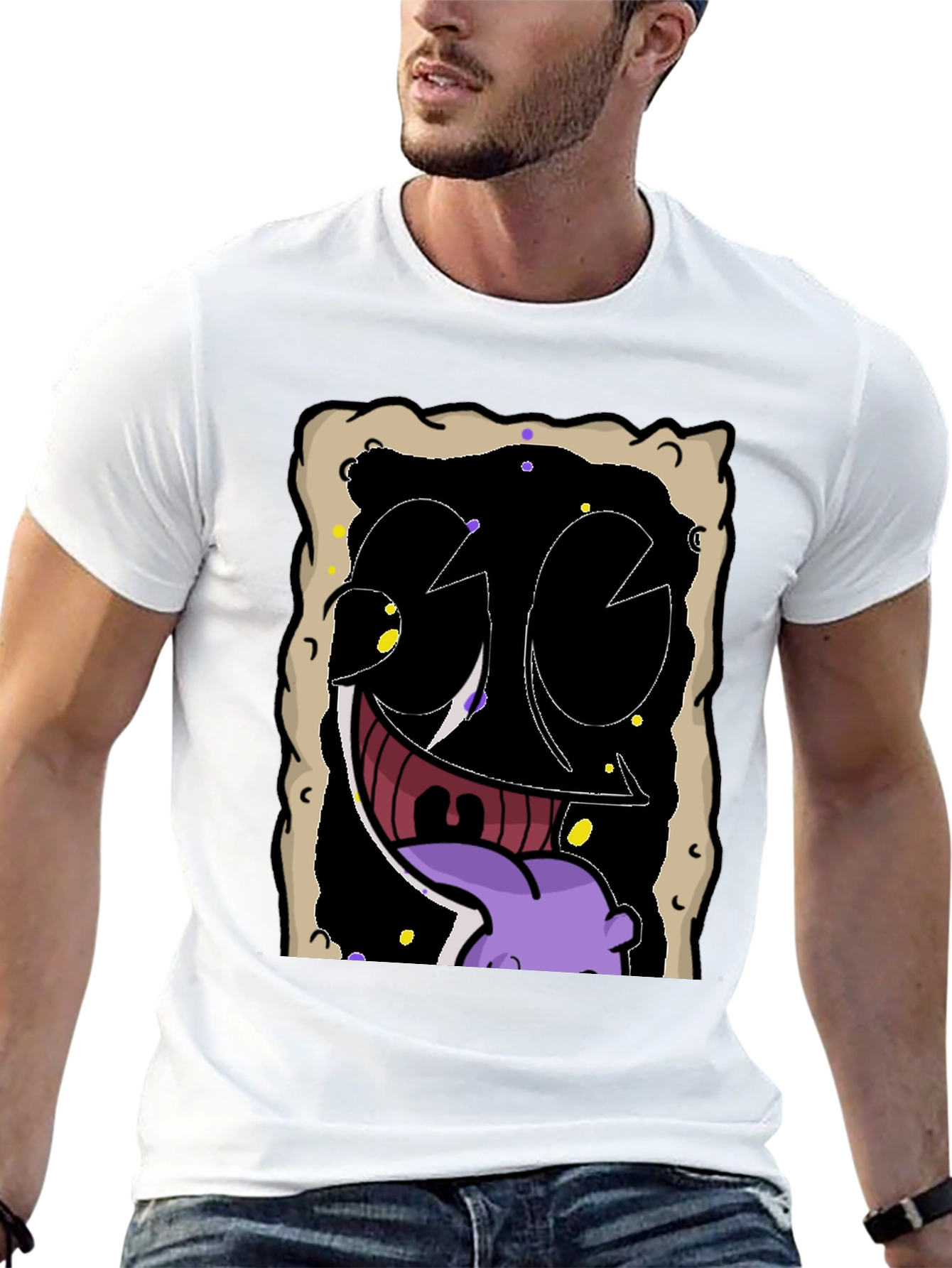 Cartoon Face Graphic Black T-Shirt