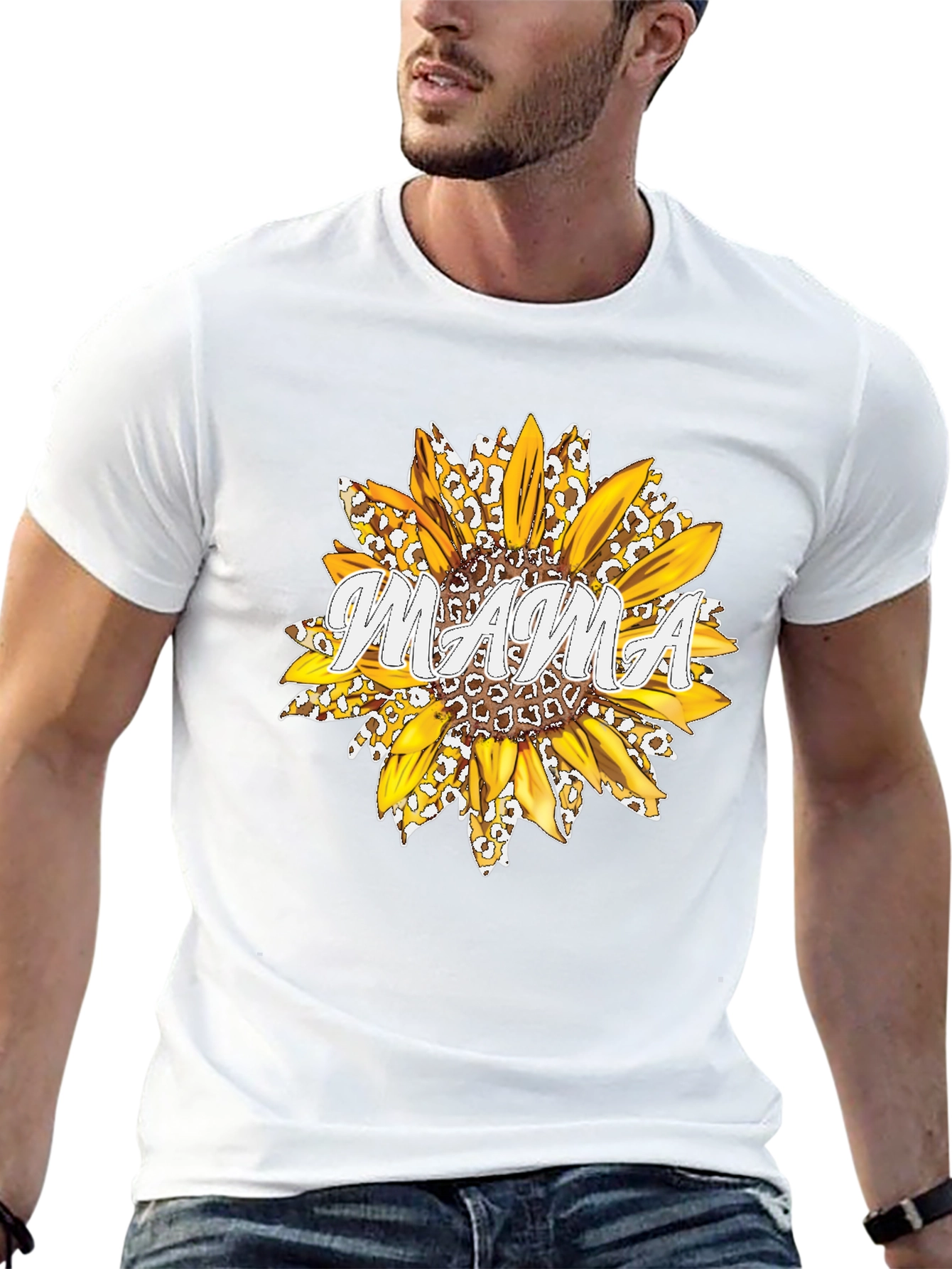 Mama Sunflower Graphic Tee - Black Cotton T-Shirt