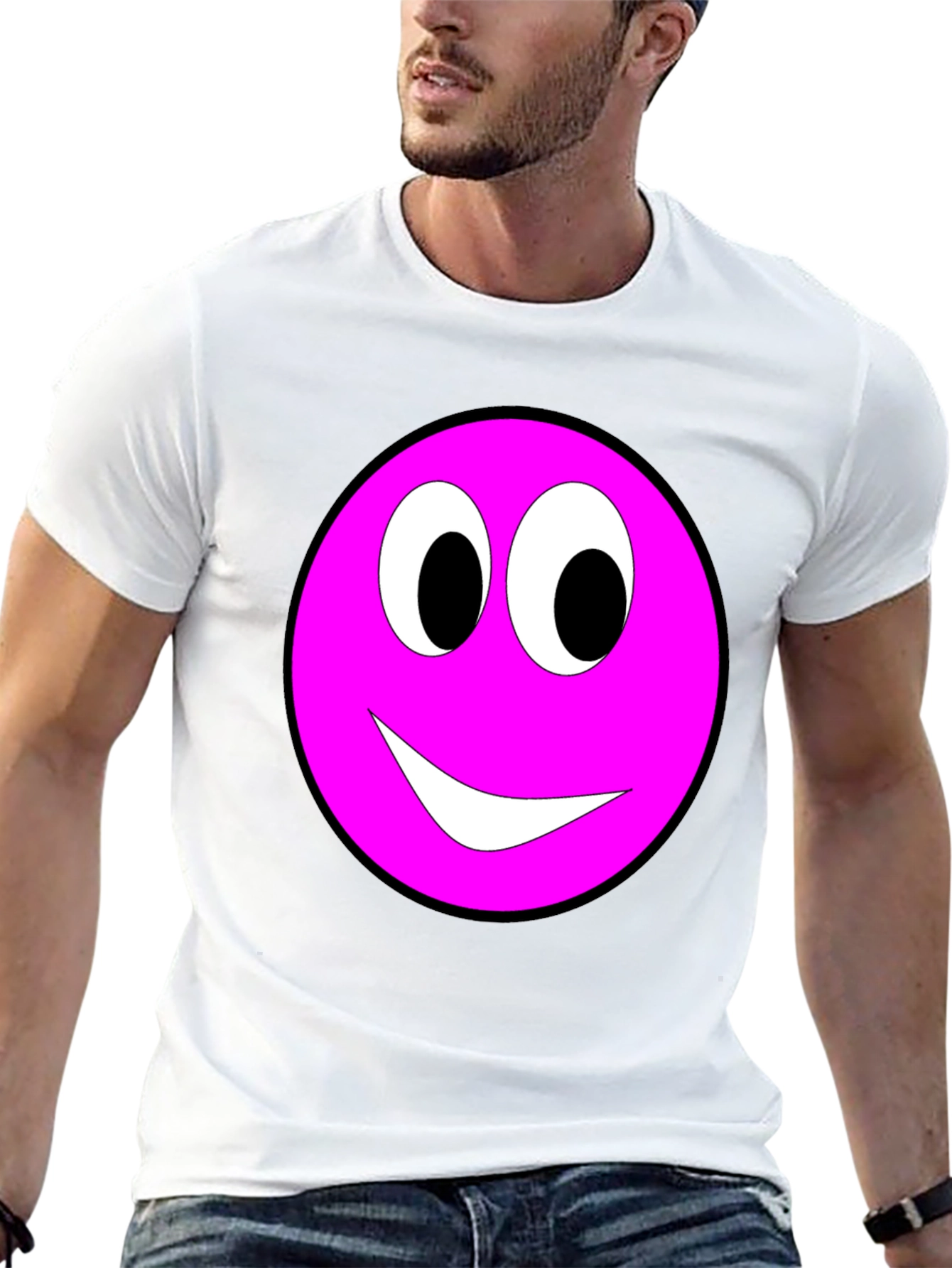 Pink Smiley Face Graphic Tee - Casual Comfort