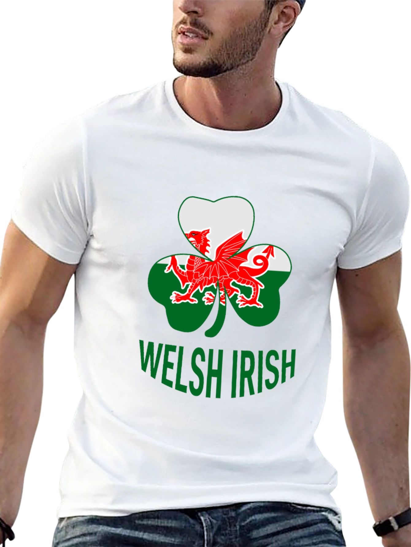 Welsh Irish T-Shirt Shamrock Dragon Tee