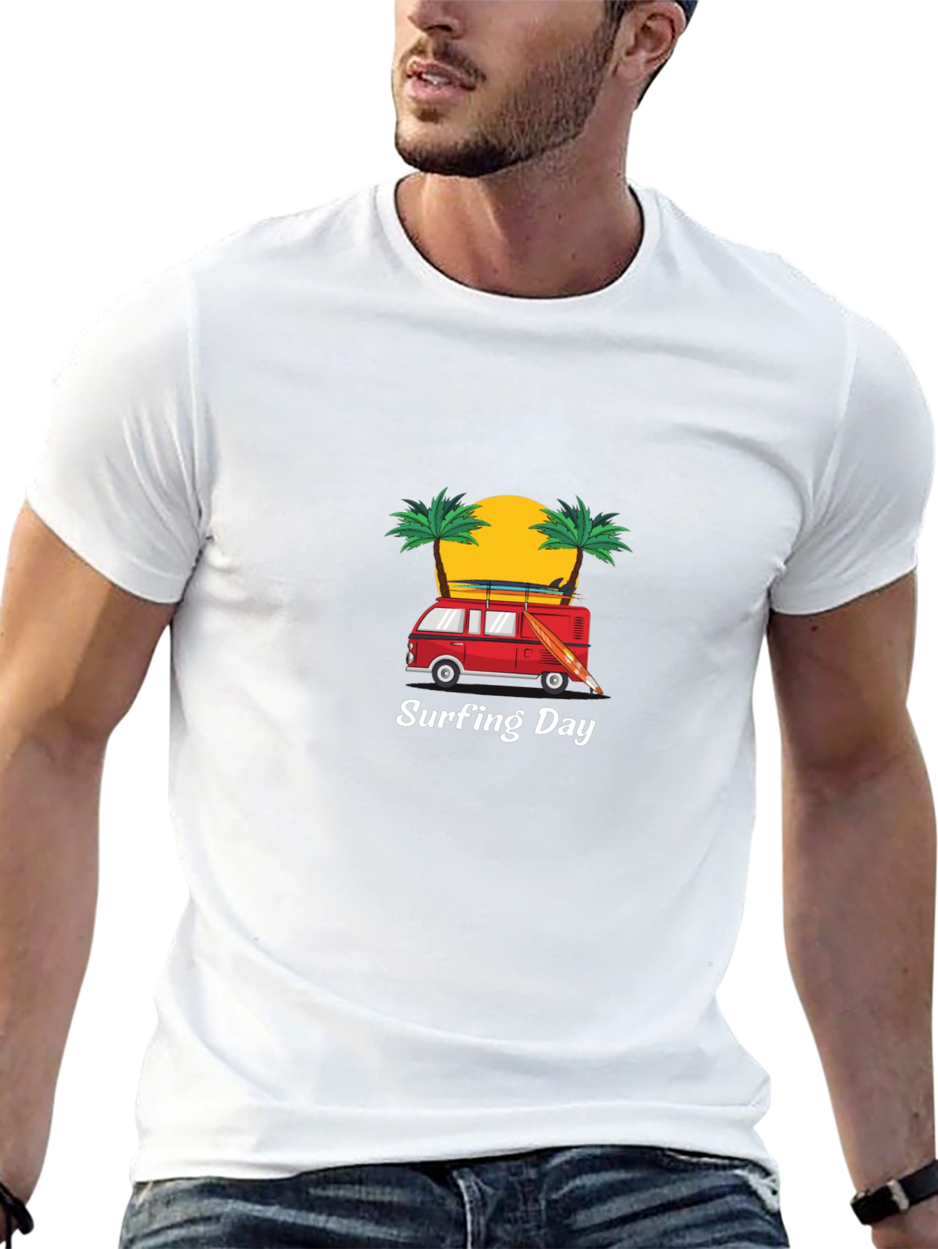 Surfing Day Graphic Tee - Black T-Shirt