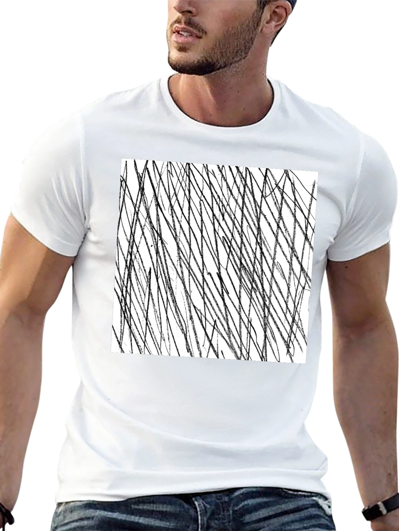 Abstract Black Line Art Graphic Tee