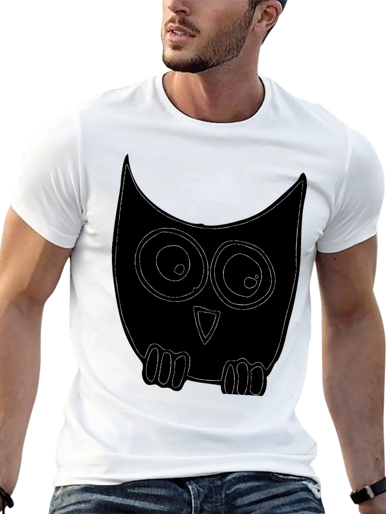 Owl Graphic Print Crew Neck T-Shirt