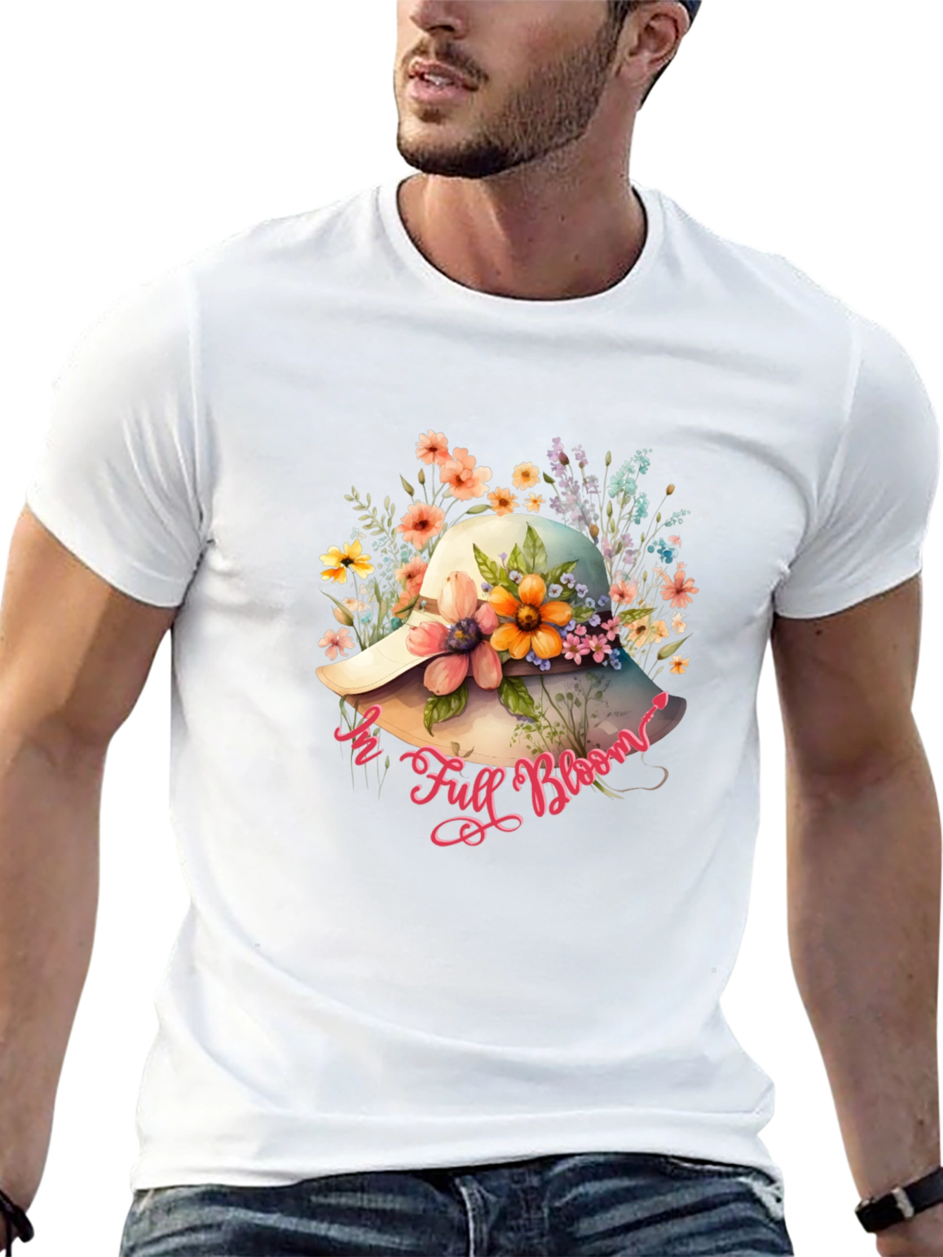 Floral Hat T-Shirt - In Full Bloom Design
