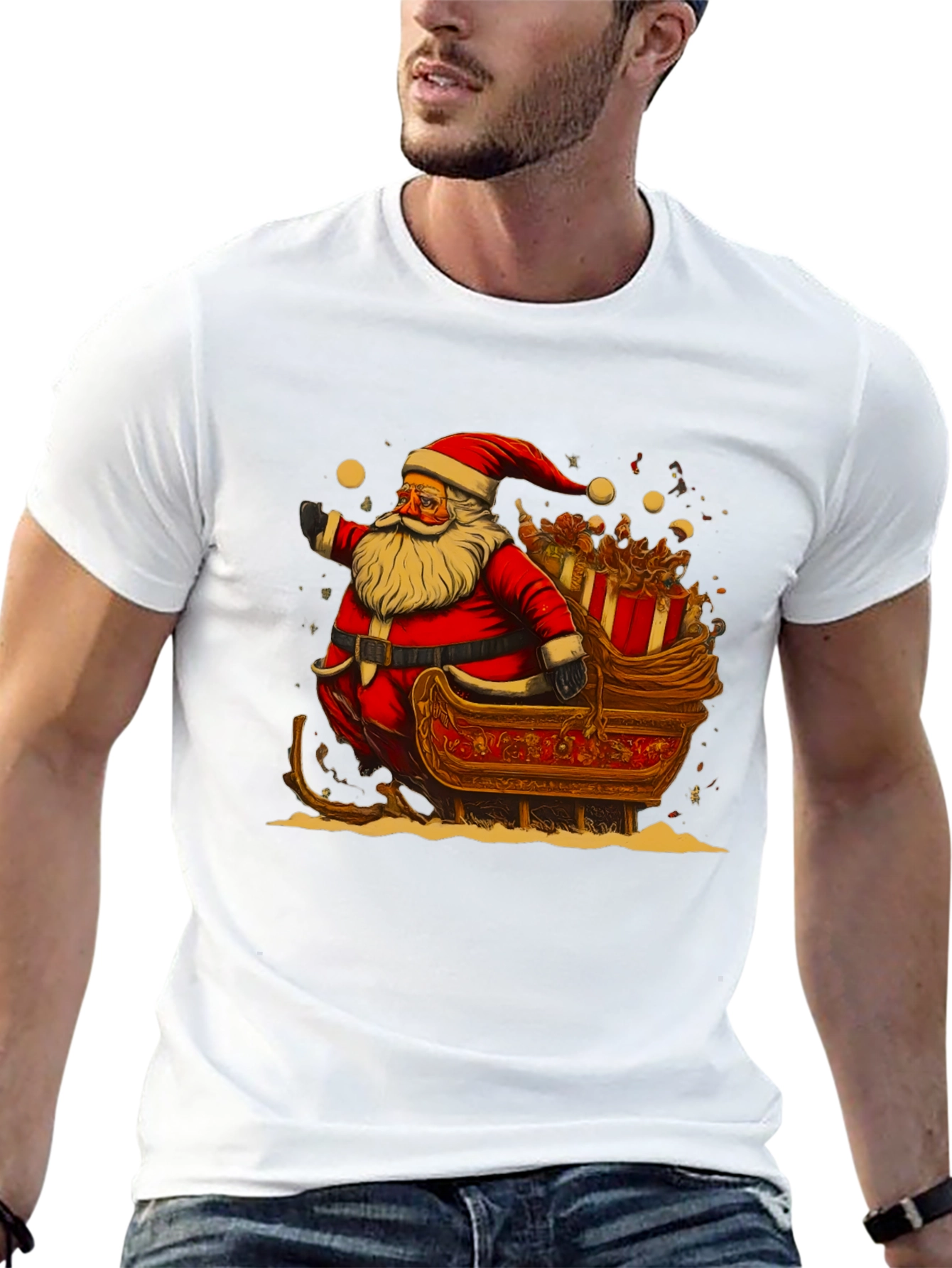 Santa Sleigh Graphic Tee - Holiday Cheer