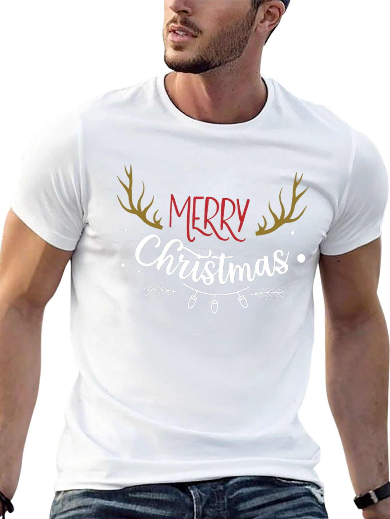 Merry Christmas Antler Graphic T-Shirt