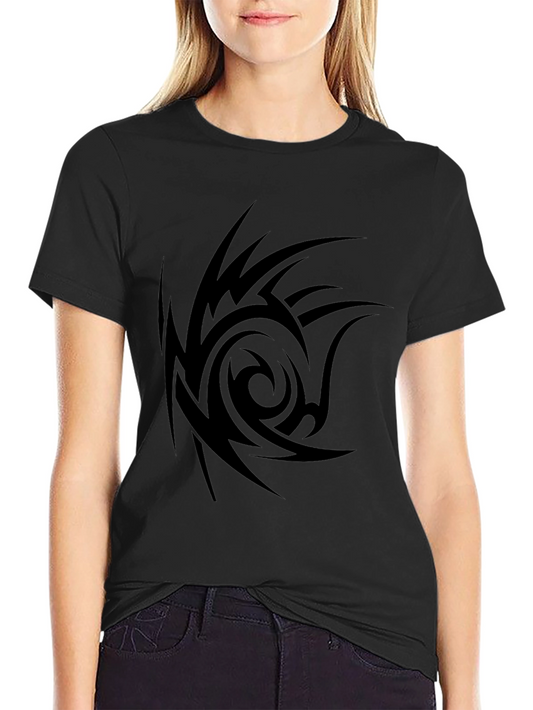 Tribal Swirl Graphic Black T-Shirt