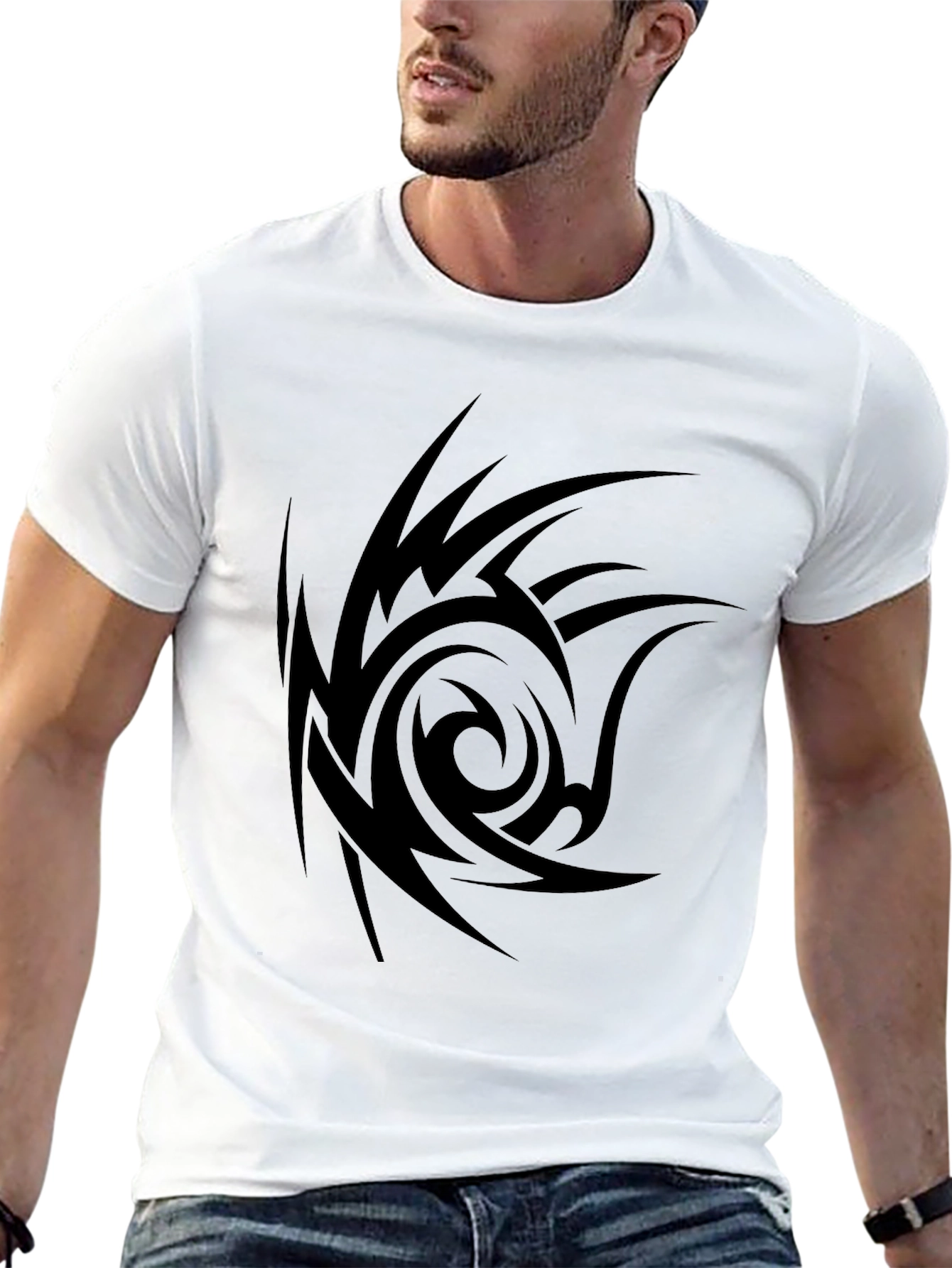 Tribal Swirl Graphic Black T-Shirt