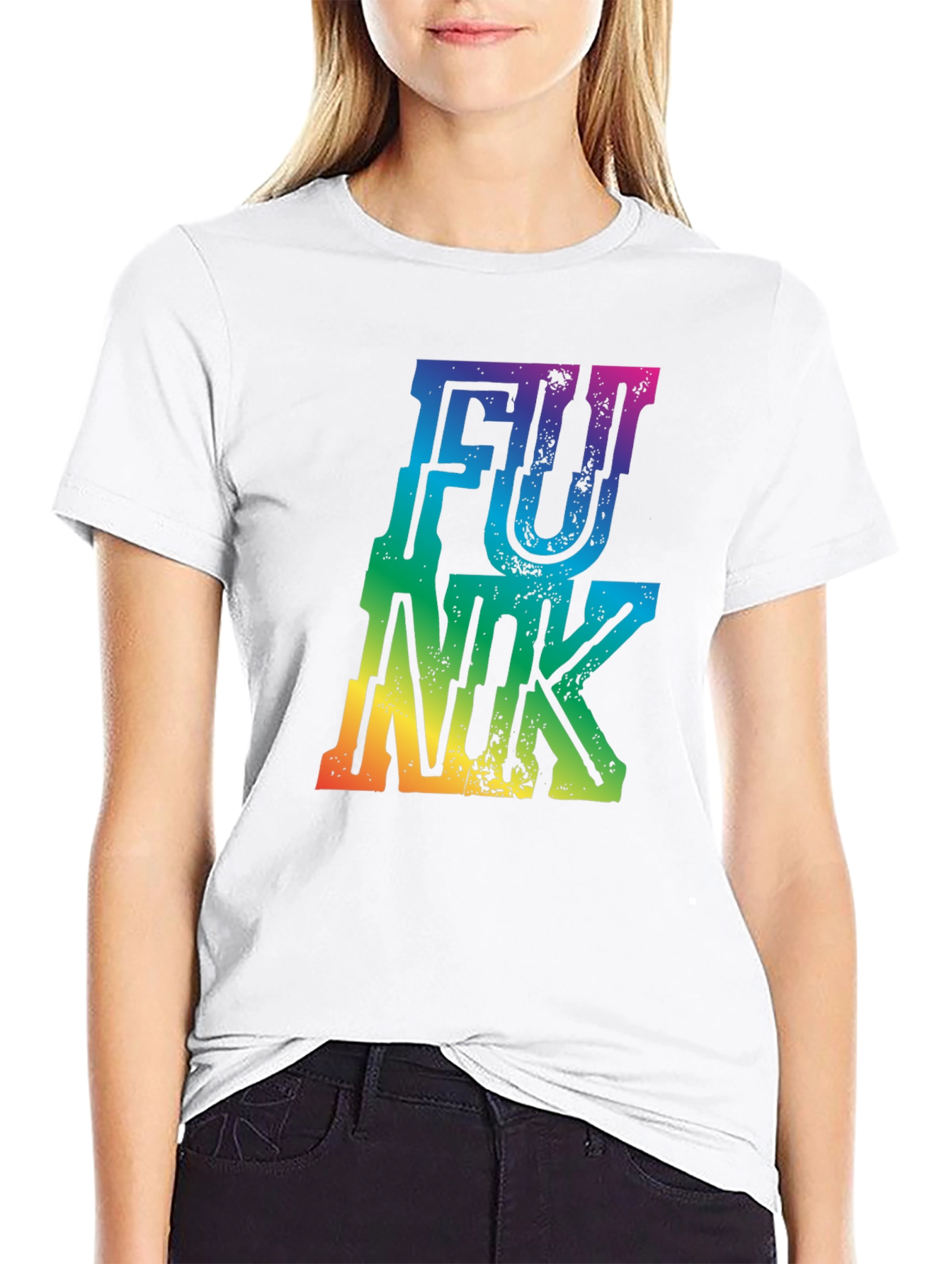 Retro FUNK Rainbow Graphic Black T-Shirt