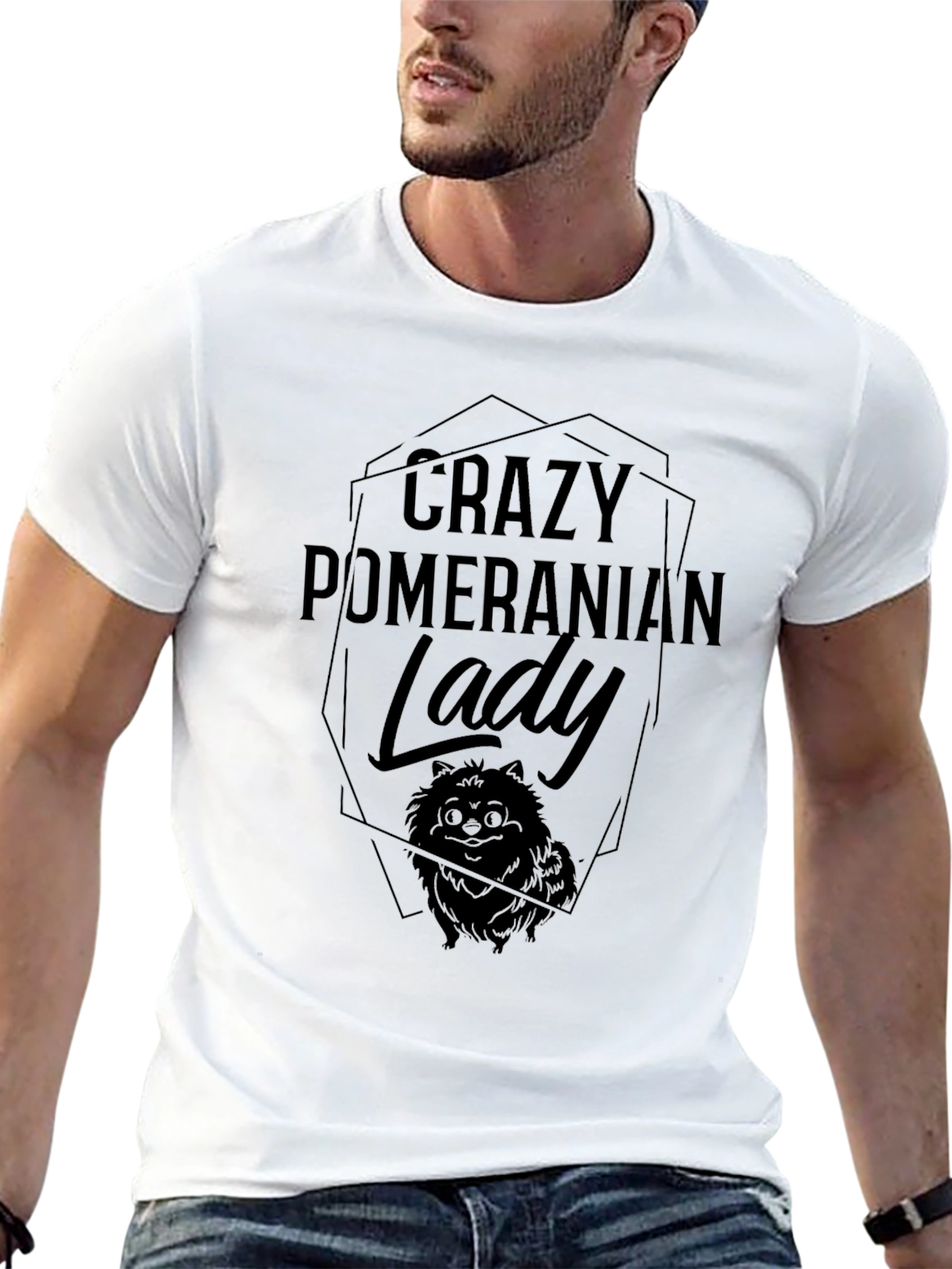 Crazy Pomeranian Lady Black T-Shirt