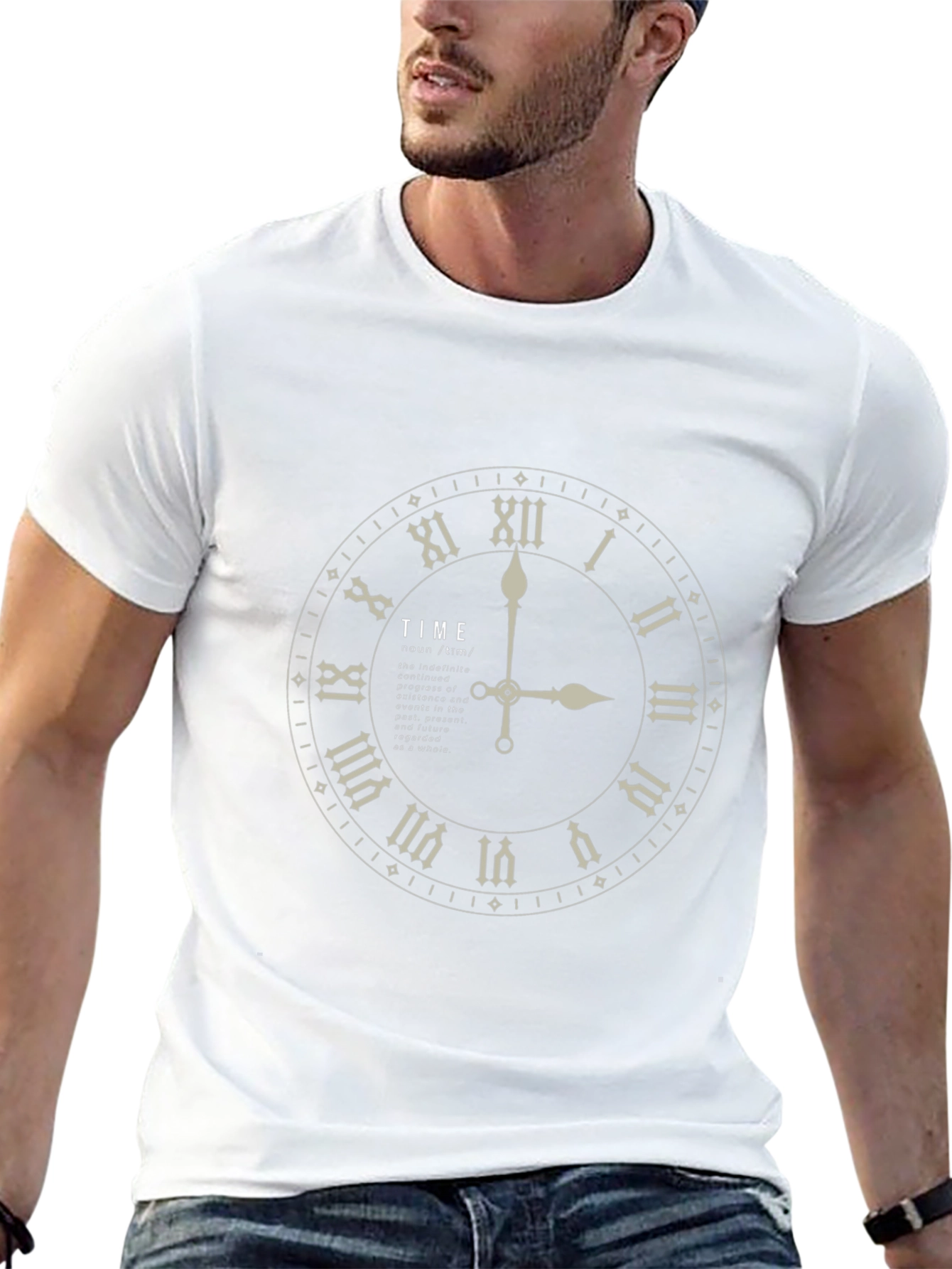 Time Clock Graphic Print Black T-Shirt