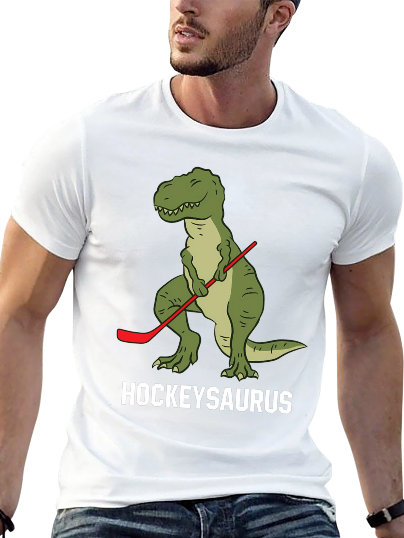 Hockey T-Rex Black T-Shirt - HockeySaurus
