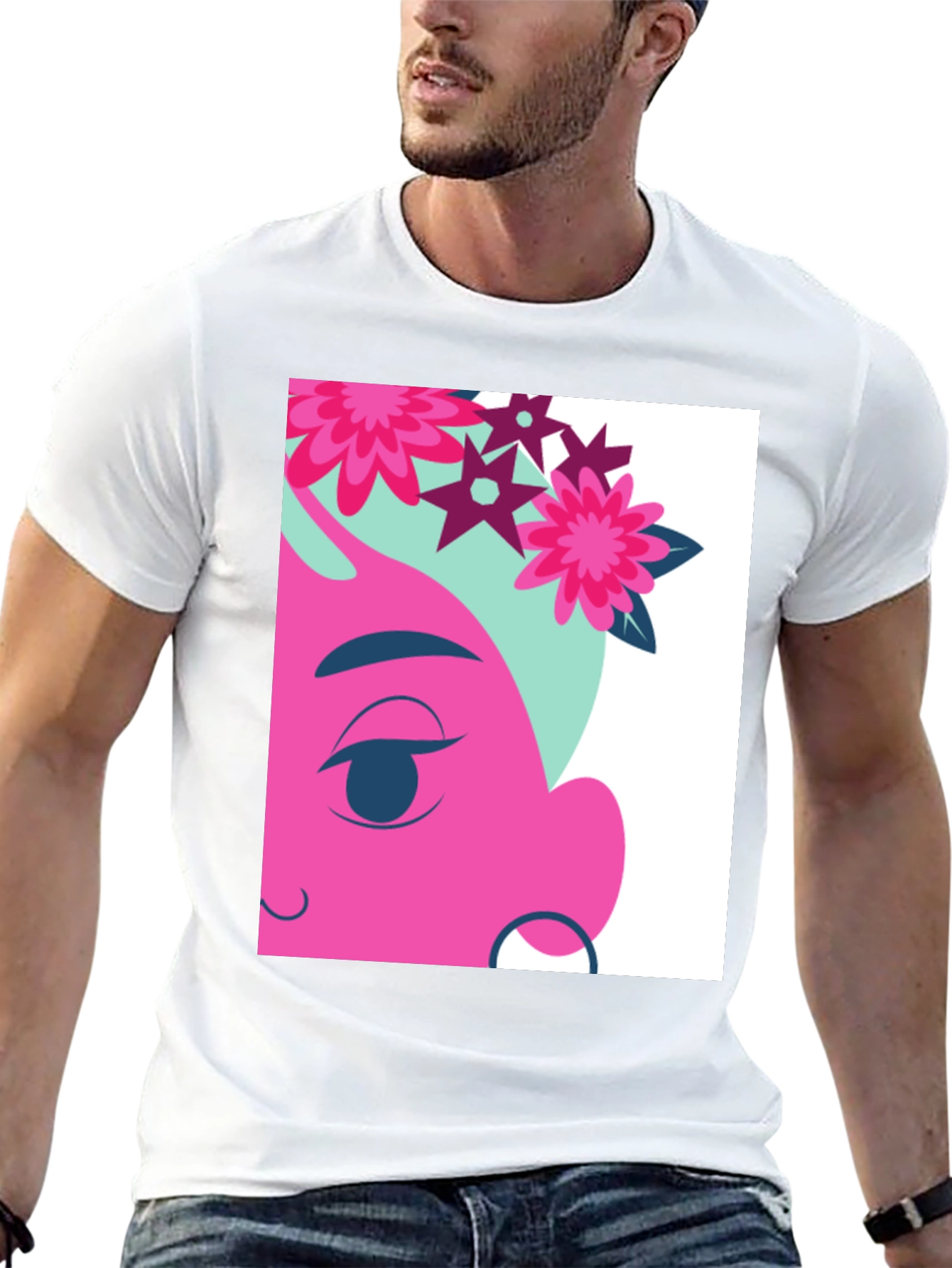 Floral Cartoon Graphic Black T-Shirt