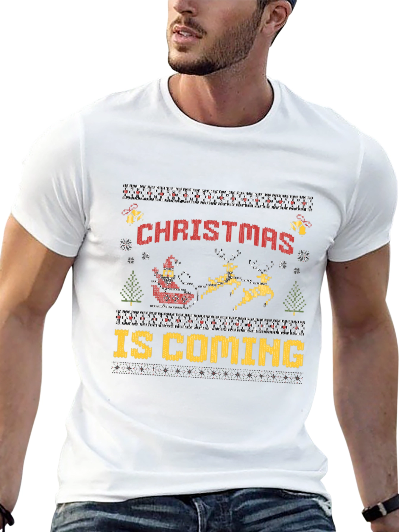 Christmas Is Coming Ugly Sweater Style T-Shirt
