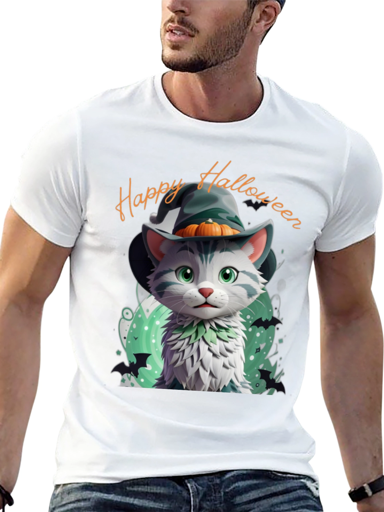 Halloween Cat T-Shirt - Witch Hat Kitten Tee