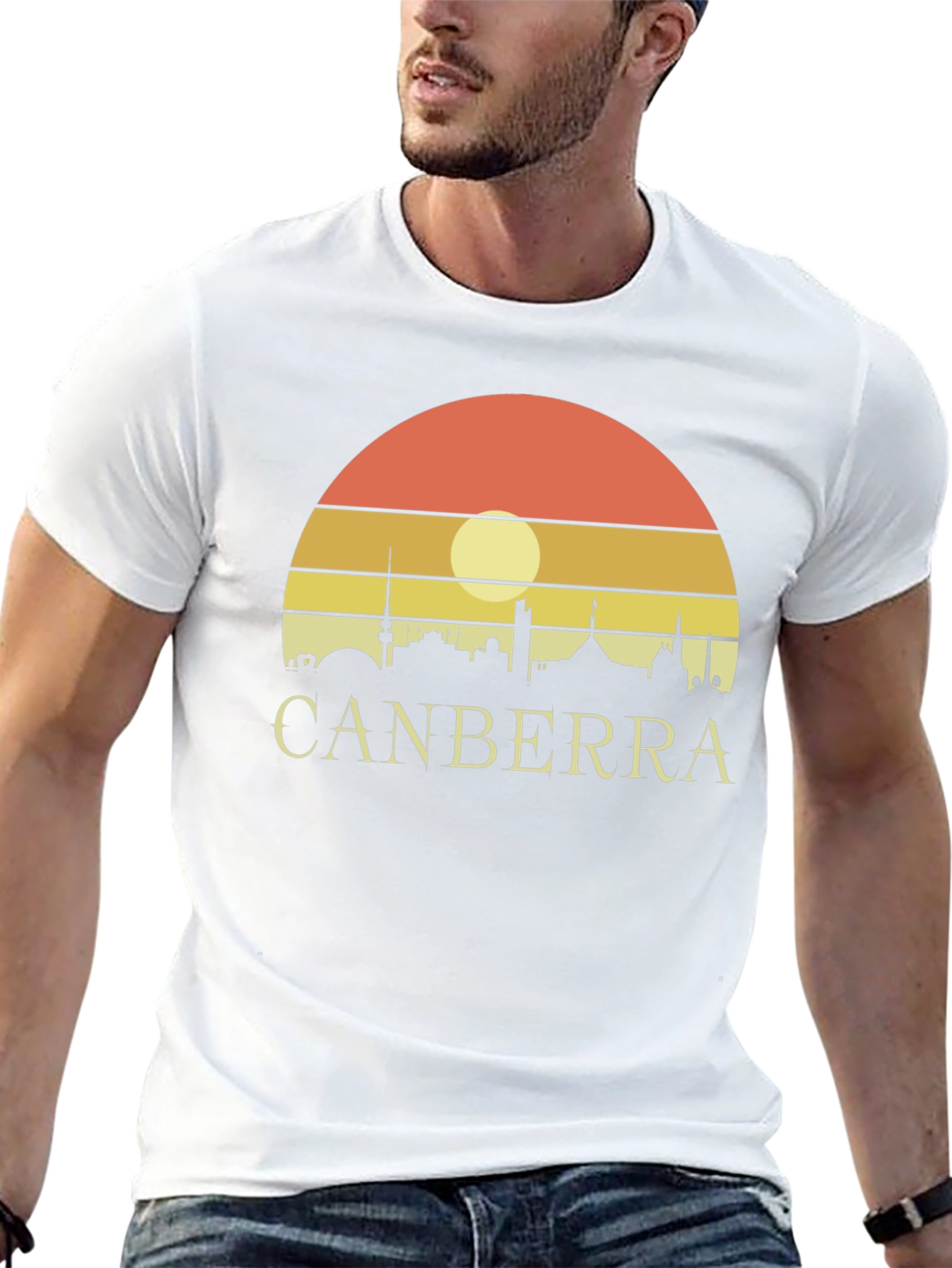 Canberra Skyline Sunset T-Shirt - Retro Design