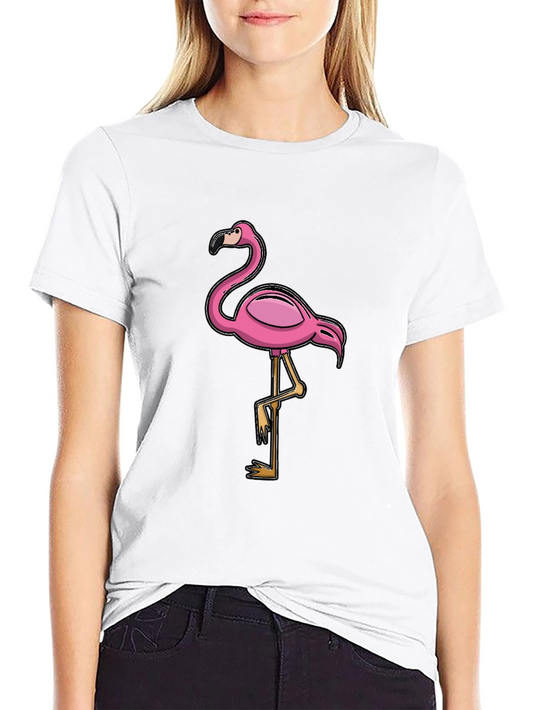 Pink Flamingo Graphic T-Shirt - Casual Cotton Tee
