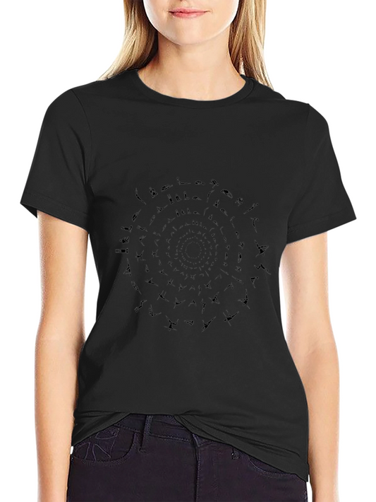 Mens Black Yoga Pose Spiral Graphic T-Shirt