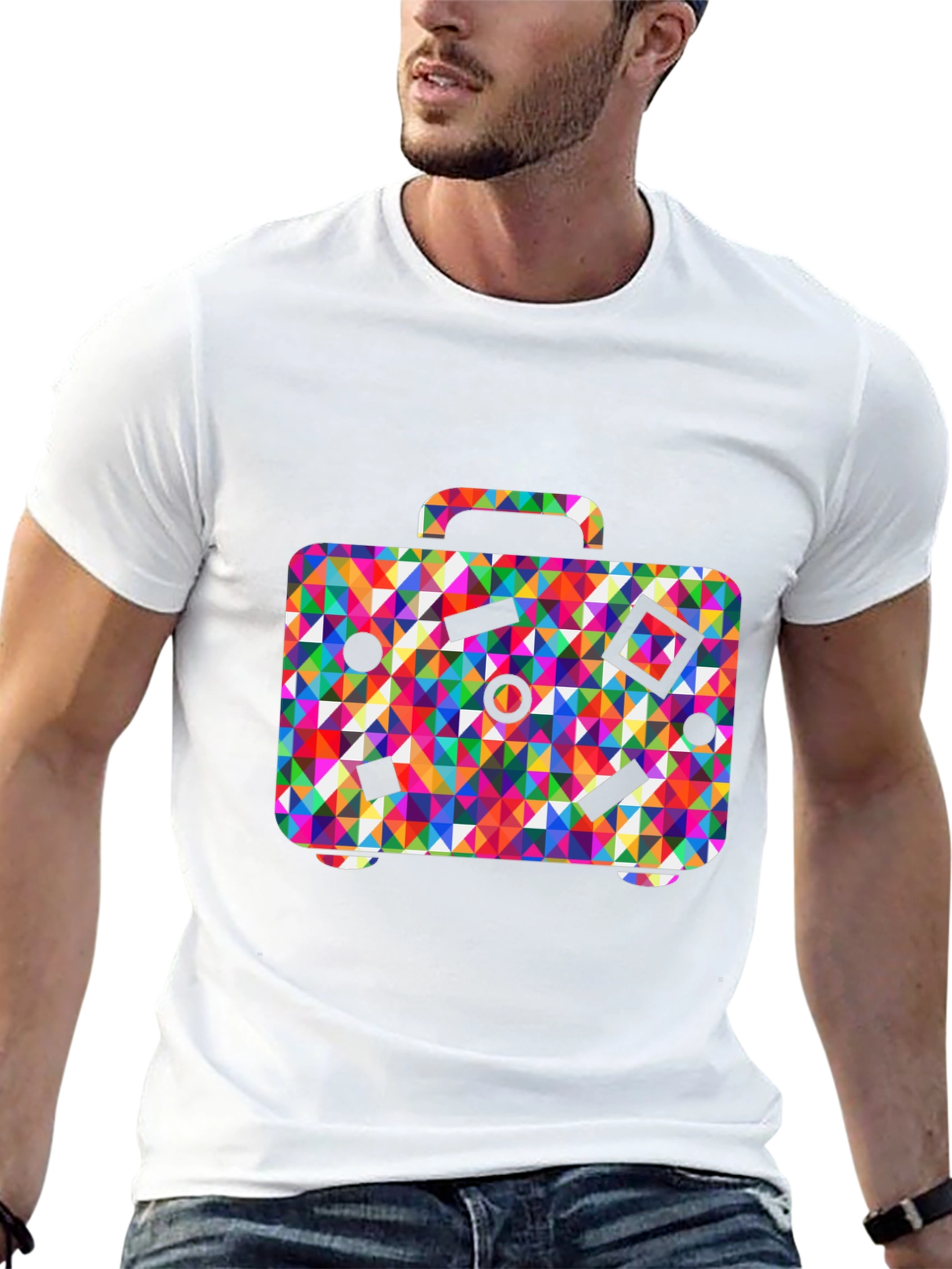 Colorful Suitcase Graphic T-Shirt