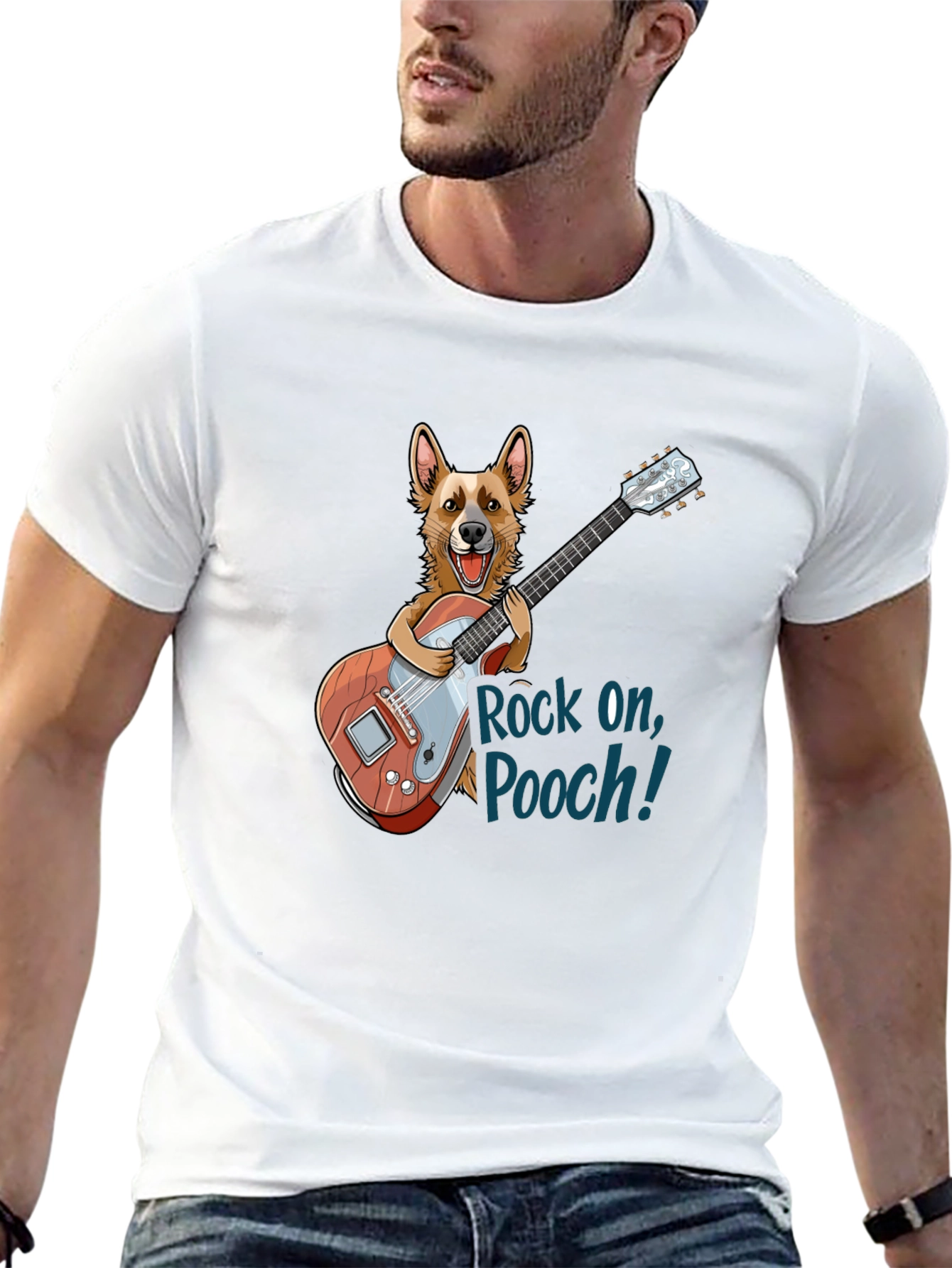 Rock On Pooch! Novelty Graphic T-Shirt