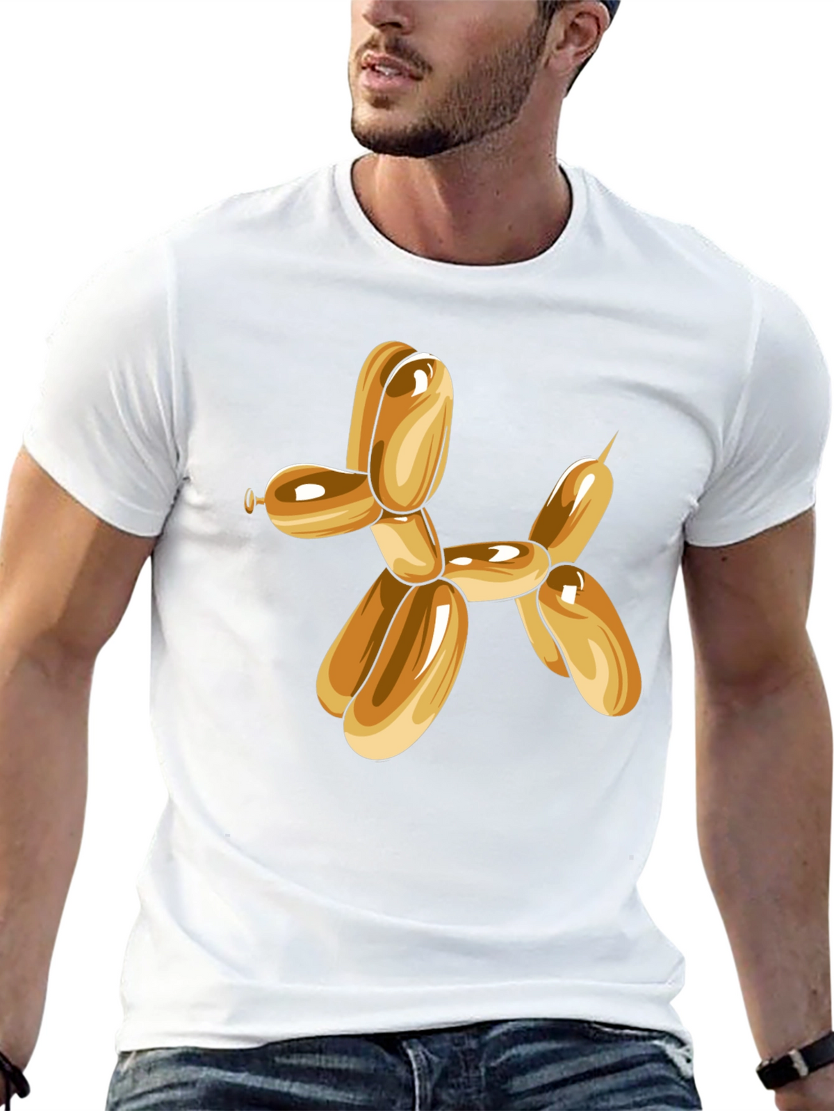 Balloon Dog Graphic Tee - Black Cotton Blend
