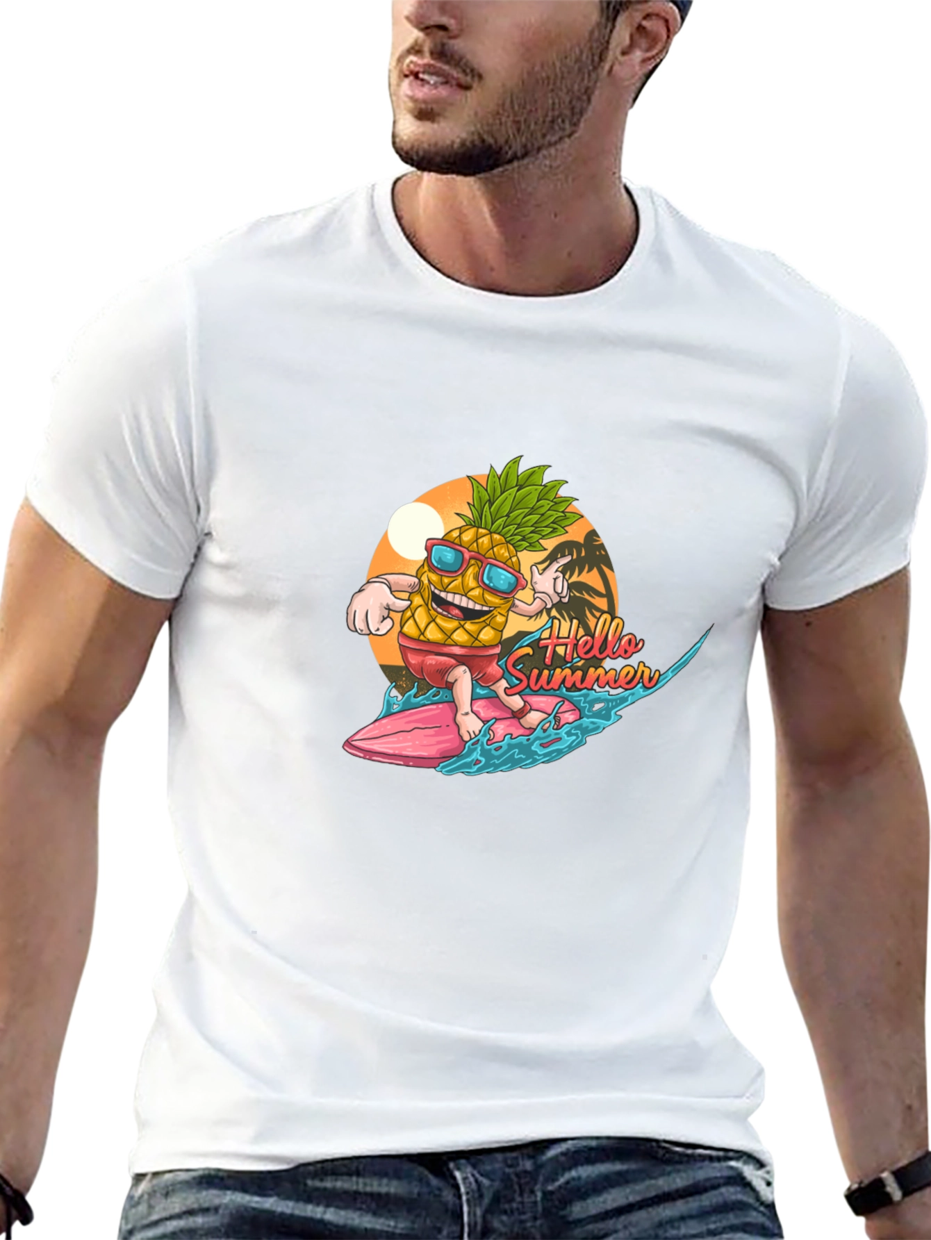 Hello Summer Pineapple Surf T-Shirt