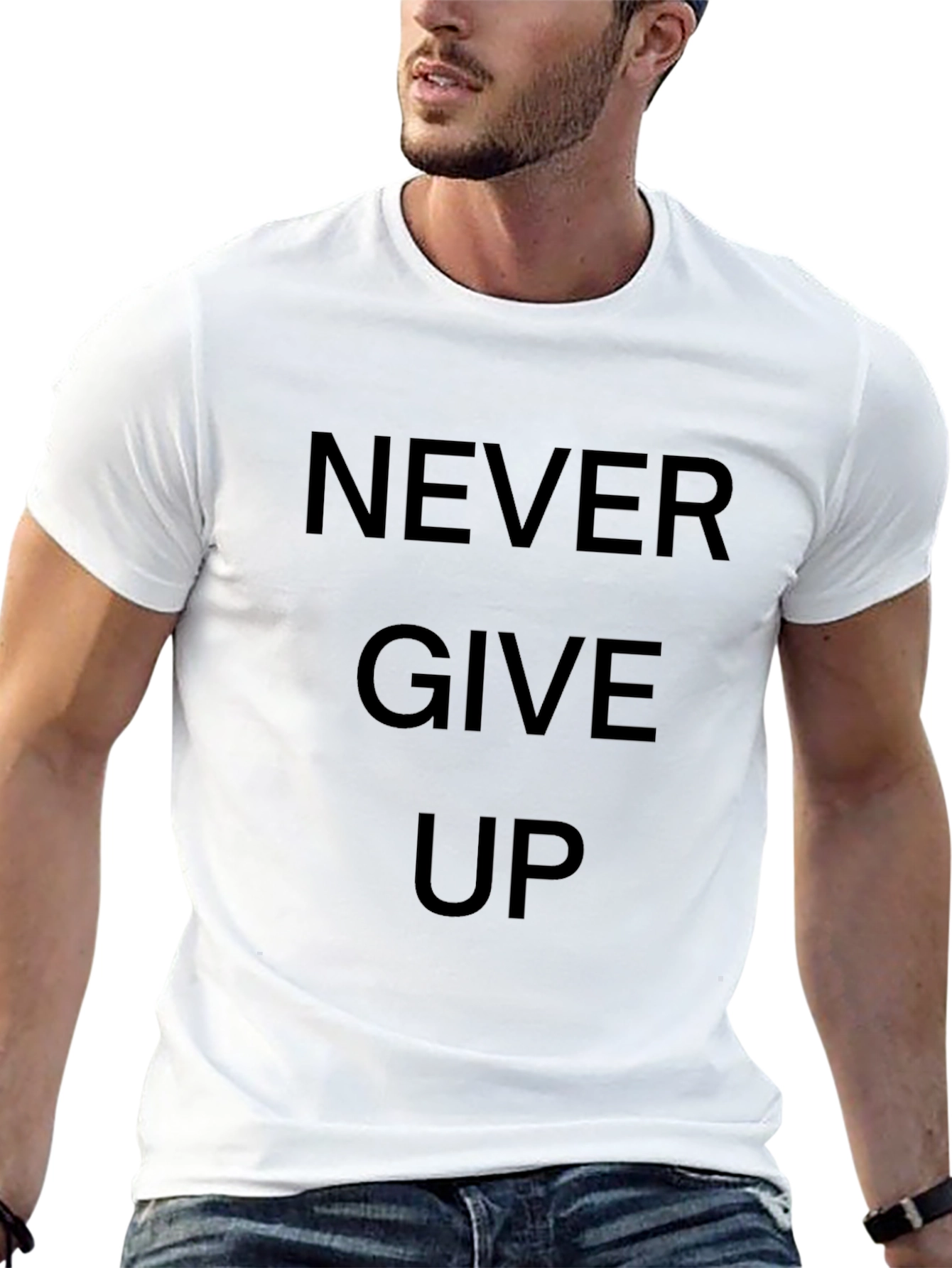 Inspirational Never Give Up Black T-Shirt
