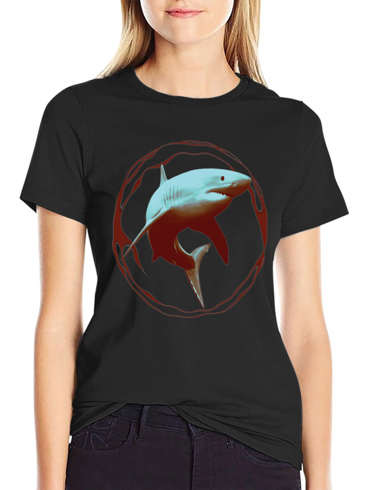 Shark Graphic Print Black T-Shirt